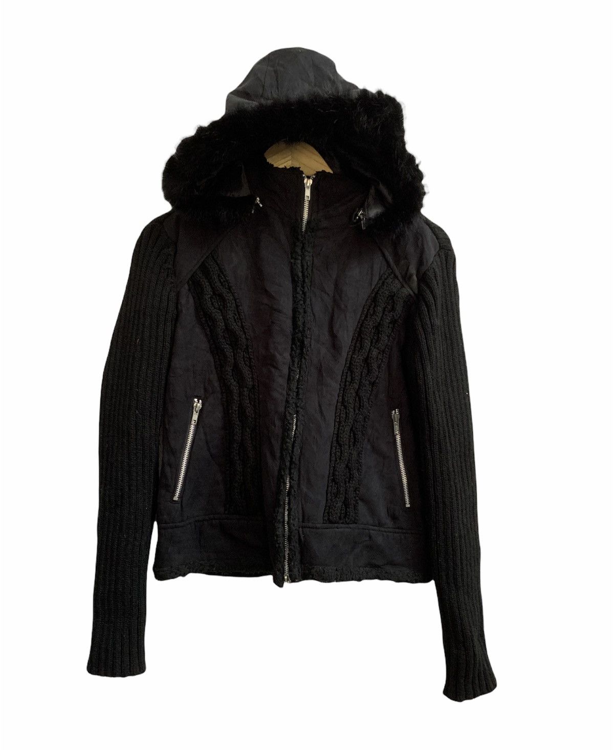 If Six Was Nine ⚡️St. Chris Crop Knit Fur Hoodie Jacket Size S / US 4 / IT 40 - 1 Thumbnail