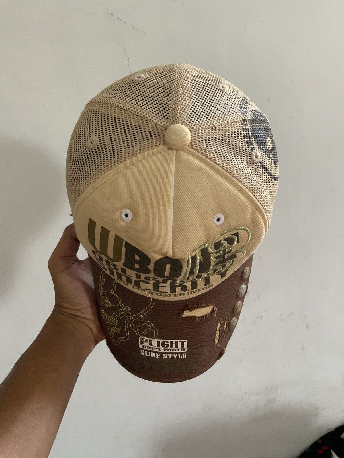 Japanese Brand Obligation Sincerity Distressed Trucker Hat Cap Size ONE SIZE - 6 Thumbnail