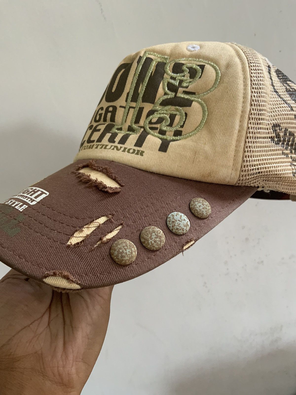 Japanese Brand Obligation Sincerity Distressed Trucker Hat Cap Size ONE SIZE - 12 Thumbnail