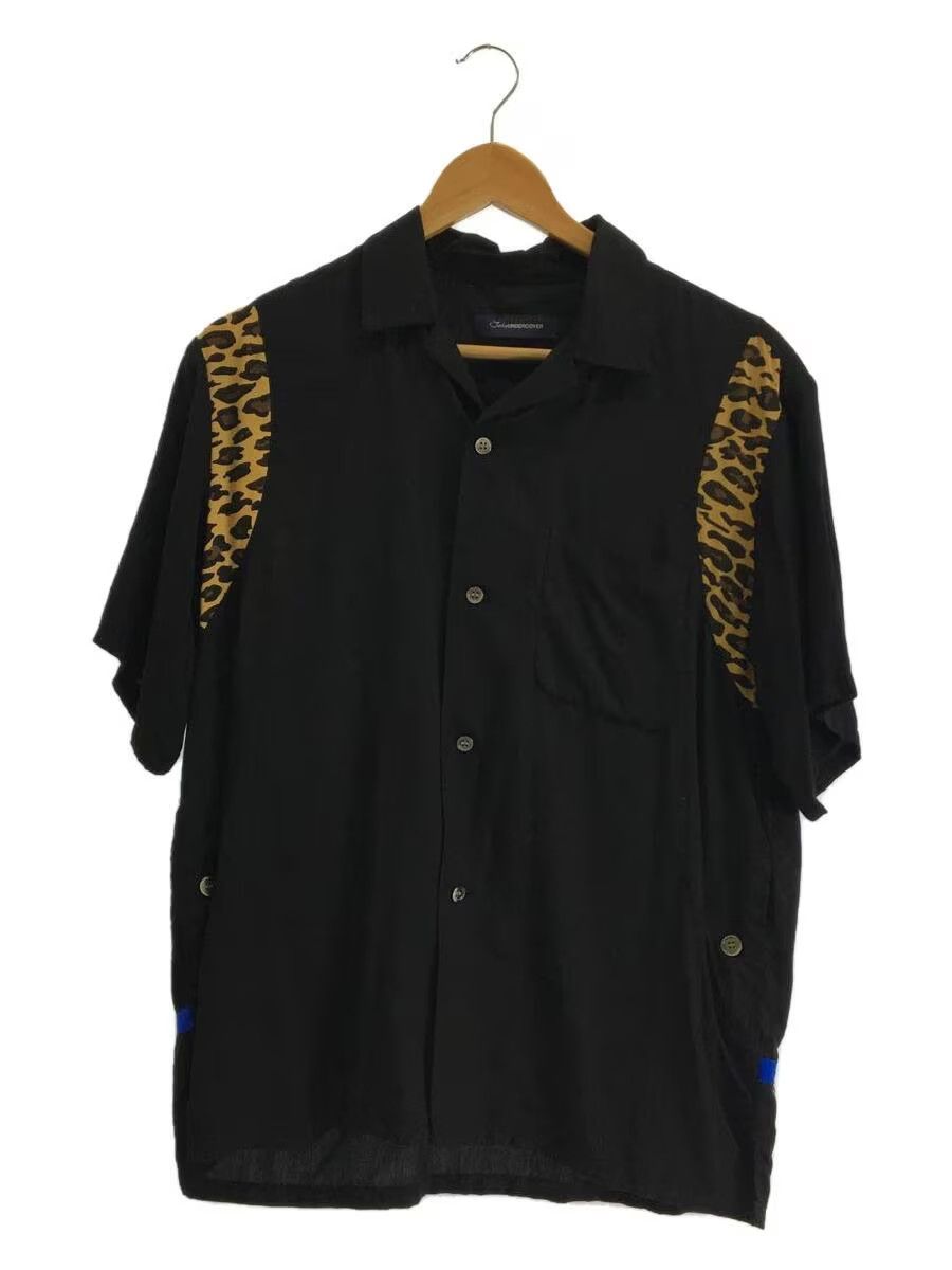image of Undercover Leopard Strap Short Sleeve Open Collar Button Shirt in Black, Men's (Size Medium)
