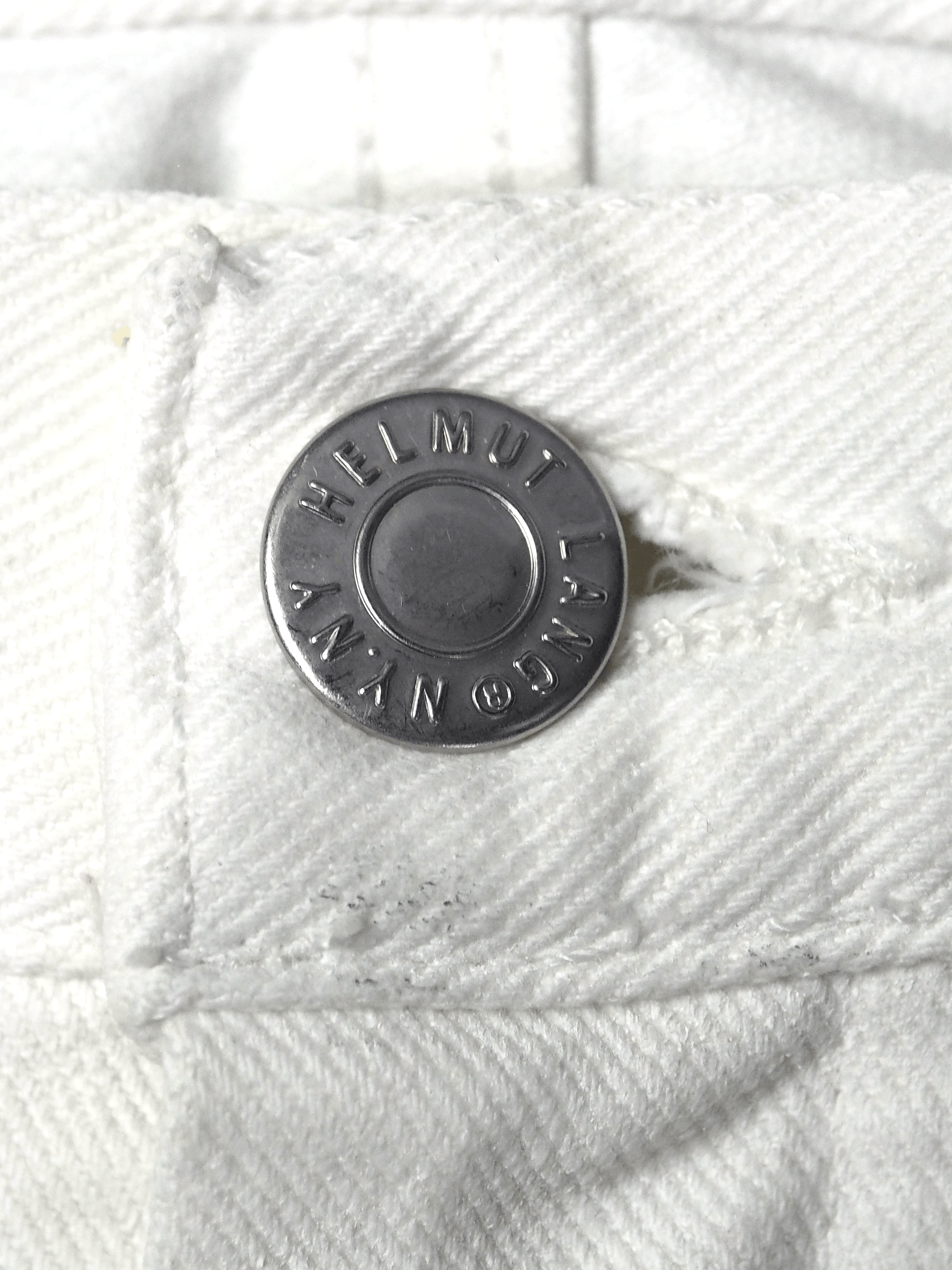 Helmut Lang S/S 99 Archive White Overprinted Demim Size US 31 - 5 Thumbnail