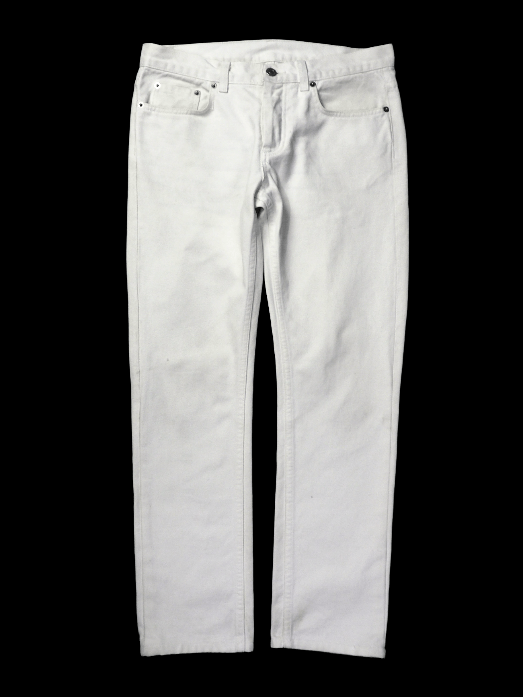 Helmut Lang S/S 99 Archive White Overprinted Demim Size US 31 - 1 Thumbnail