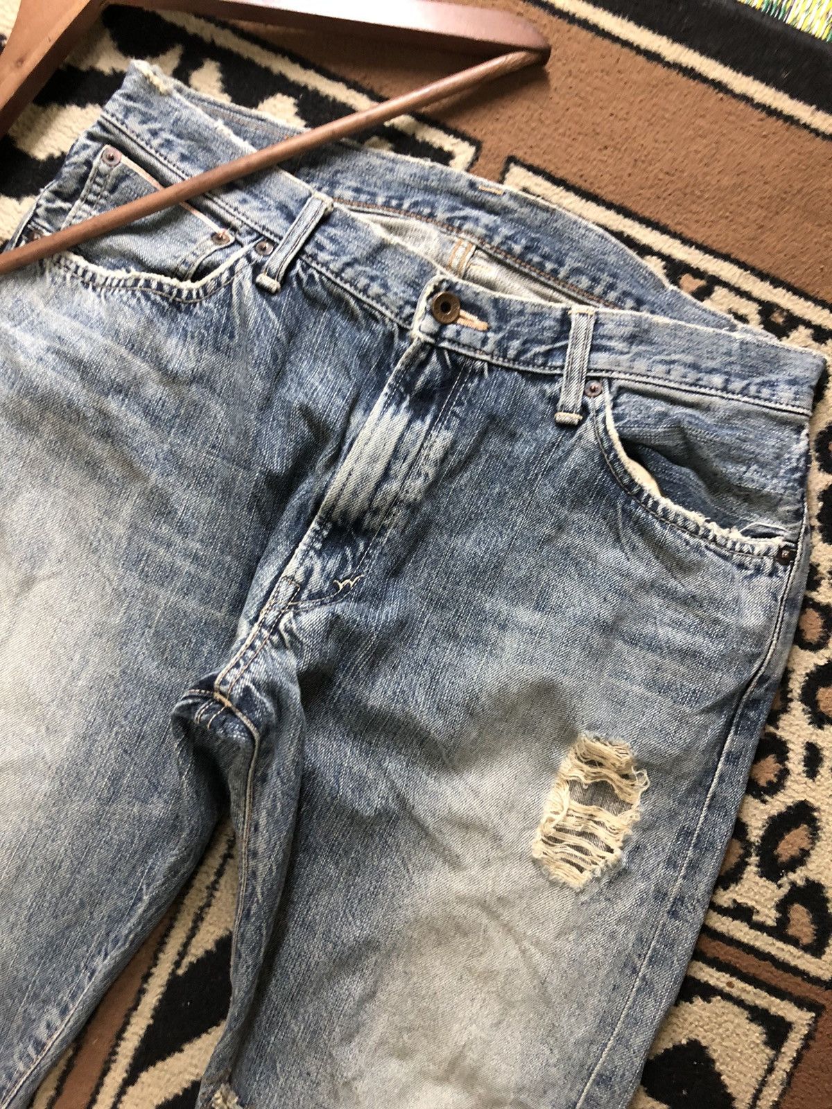 Edwin × Vintage VINTAGE SELVEDGE EDWIN BLUE WASH DISTRESSED DENIM Size US 33 - 2 Thumbnail