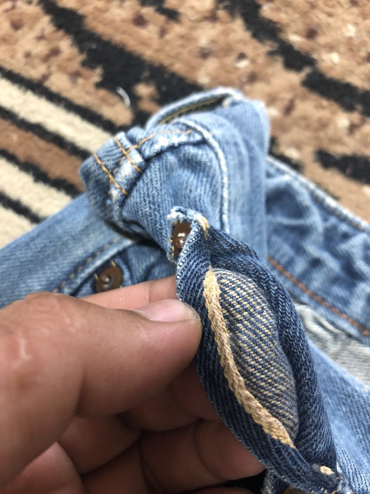 Edwin × Salvage × Vintage VINTAGE SELVEDGE EDWIN 505zx BLUE WASH DISTRESSED DENIM Size US 28 / EU 44 - 4 Thumbnail