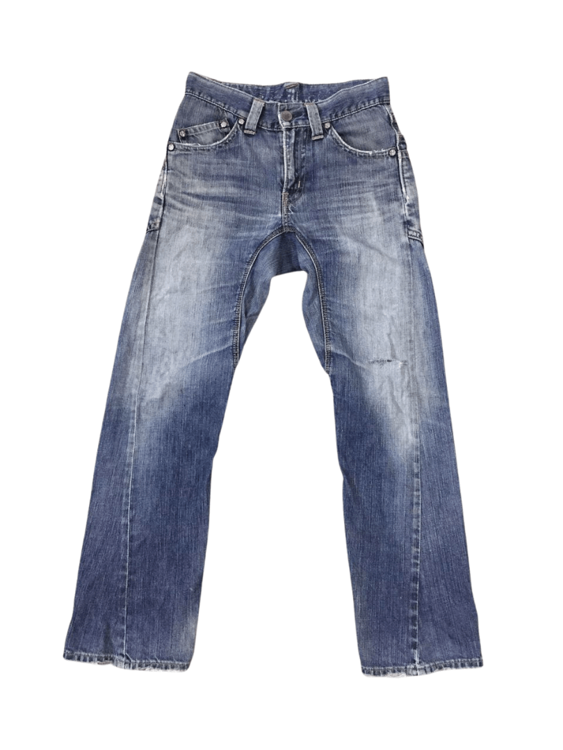 Image of E Function Big Rear Pocket Distressed Denim in Blue Denim, Men's (Size 30)