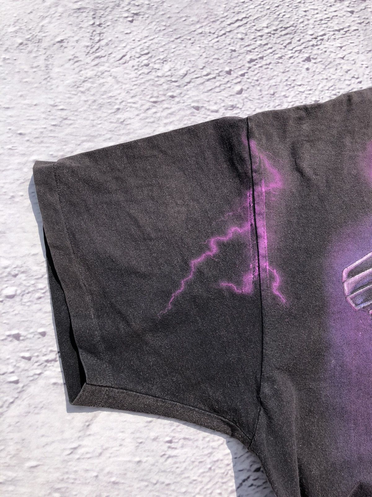 Harley Davidson Vintage 90s American Biker Motor Lightning Faded Black Tee Size US XXL / EU 58 / 5 - 12 Thumbnail