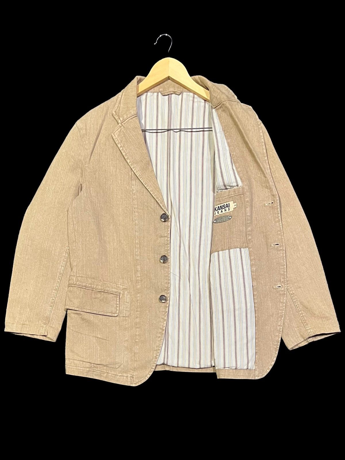 Kansai Yamamoto VINTAGE KANSAI JEANS STYLE DOUBLE LINING STRIPED JACKET Size US M / EU 48-50 / 2 - 1 Thumbnail