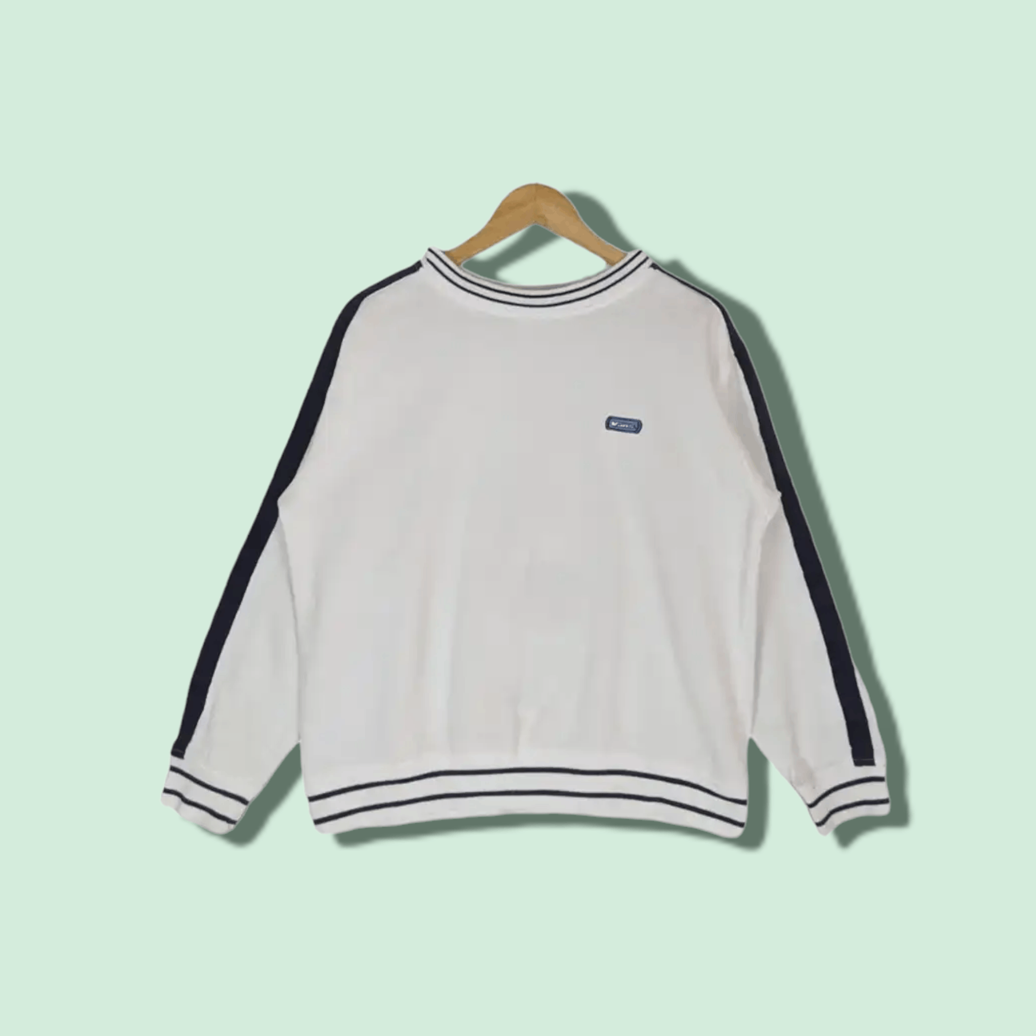 image of 90's Vans Skateboard Plain Jumper Sweatshirt in White, Men's (Size Medium)