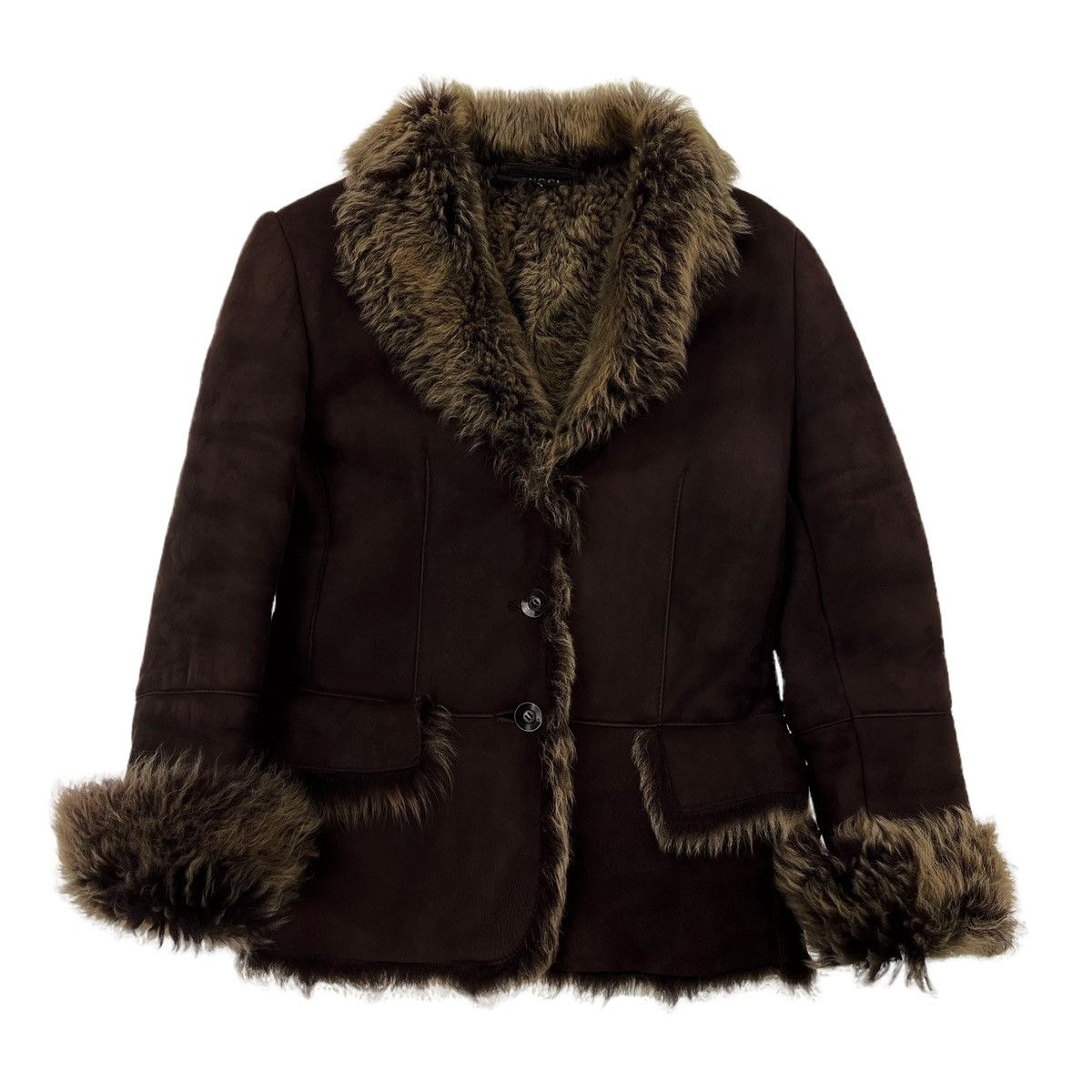 image of Gucci By Tom Ford 1998 Brown Suede Shearling Jacket, Women's (Size Medium)