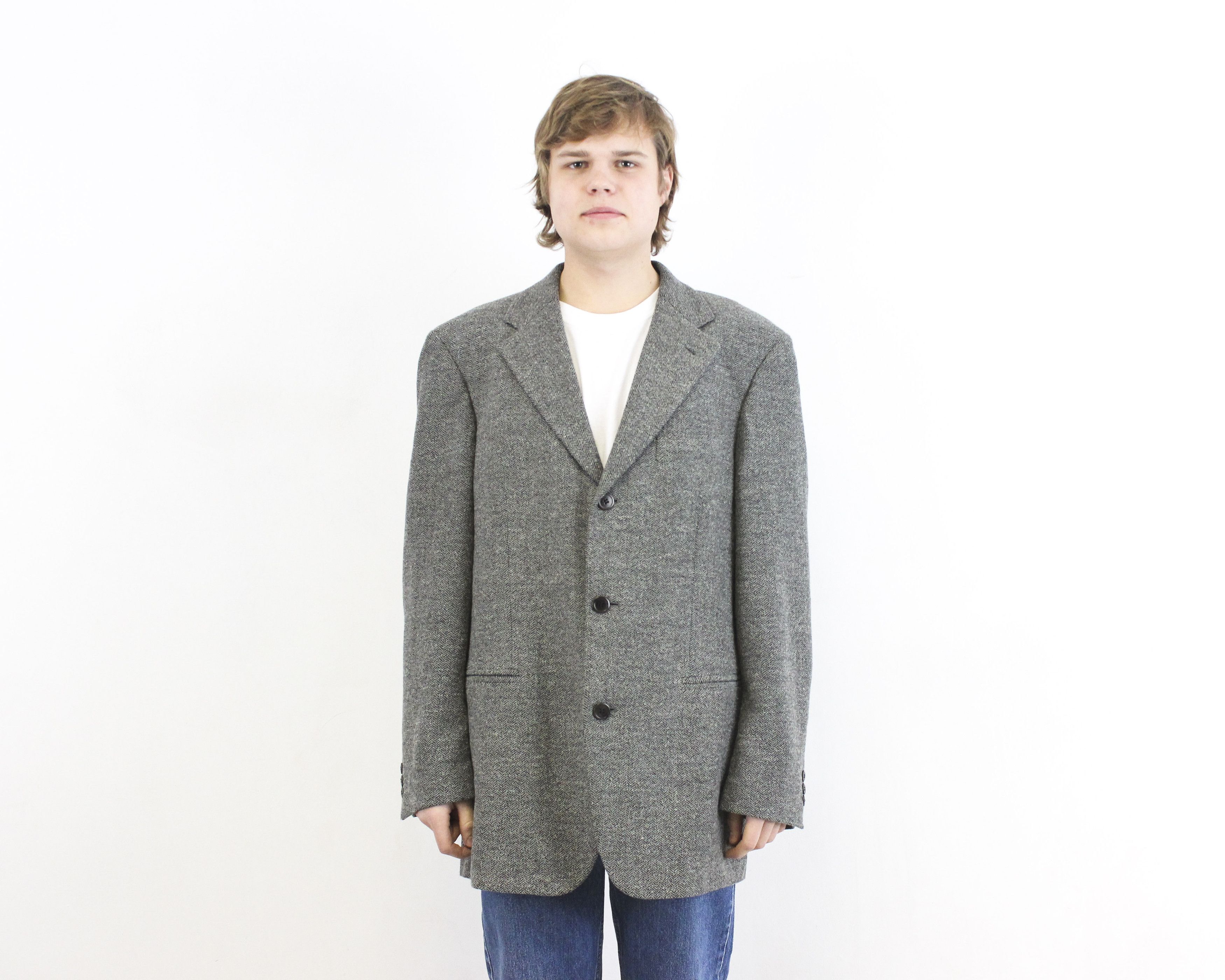 Hugo Boss Mars US 40 Wool Blazer Herringbone Tweed Suit Jacket M Size 40R - 1 Thumbnail