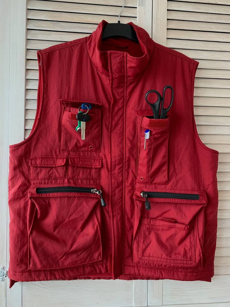 Vintage GAP Tactical Vest Red Zip Up Cargo Fishing Zipup Ye Grailed
