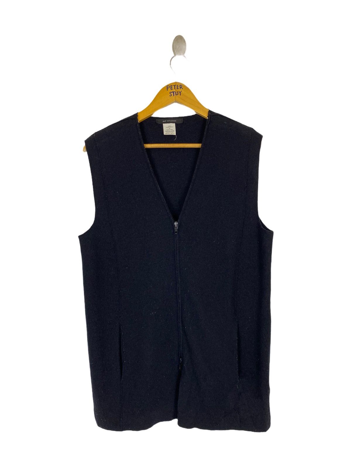 image of Italian Designers Bp Studio Made Italy Zipper Vest Good Style in Black, Men's (Size Medium)
