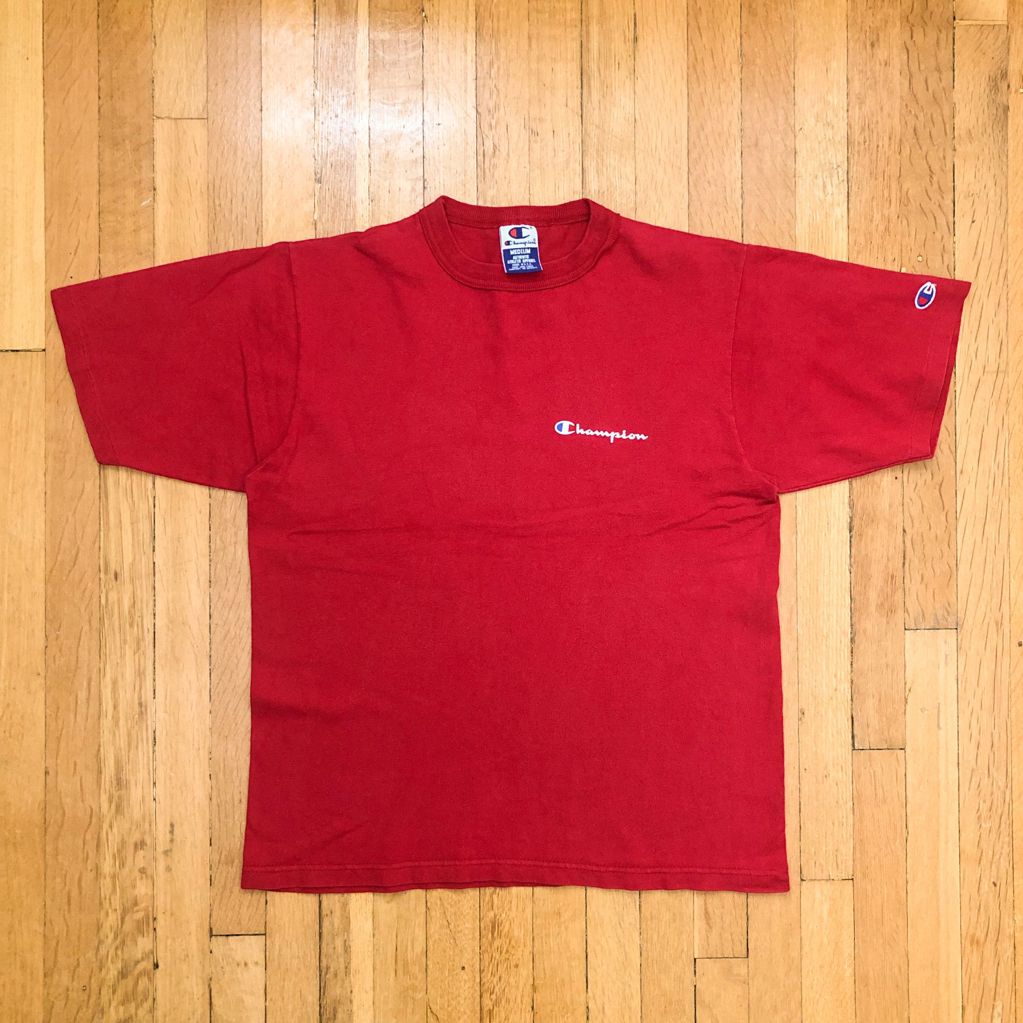 Champion × Vintage 90s Single Stitch Boxy Red Champion T-Shirt Size US M / EU 48-50 / 2 - 2 Thumbnail