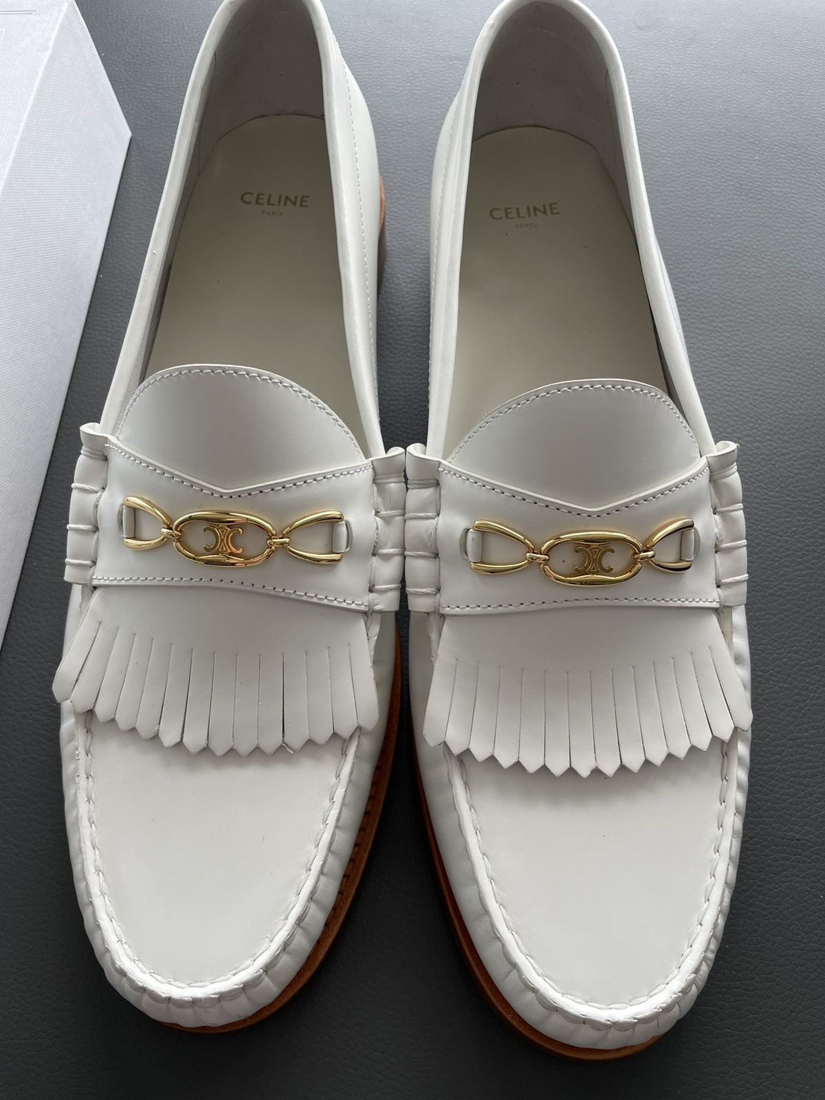 Celine × Hedi Slimane Rare Limited Hedi Slimane Triomphe Leather Logo Loafer Shoes Size US 7 / EU 40 - 6 Thumbnail