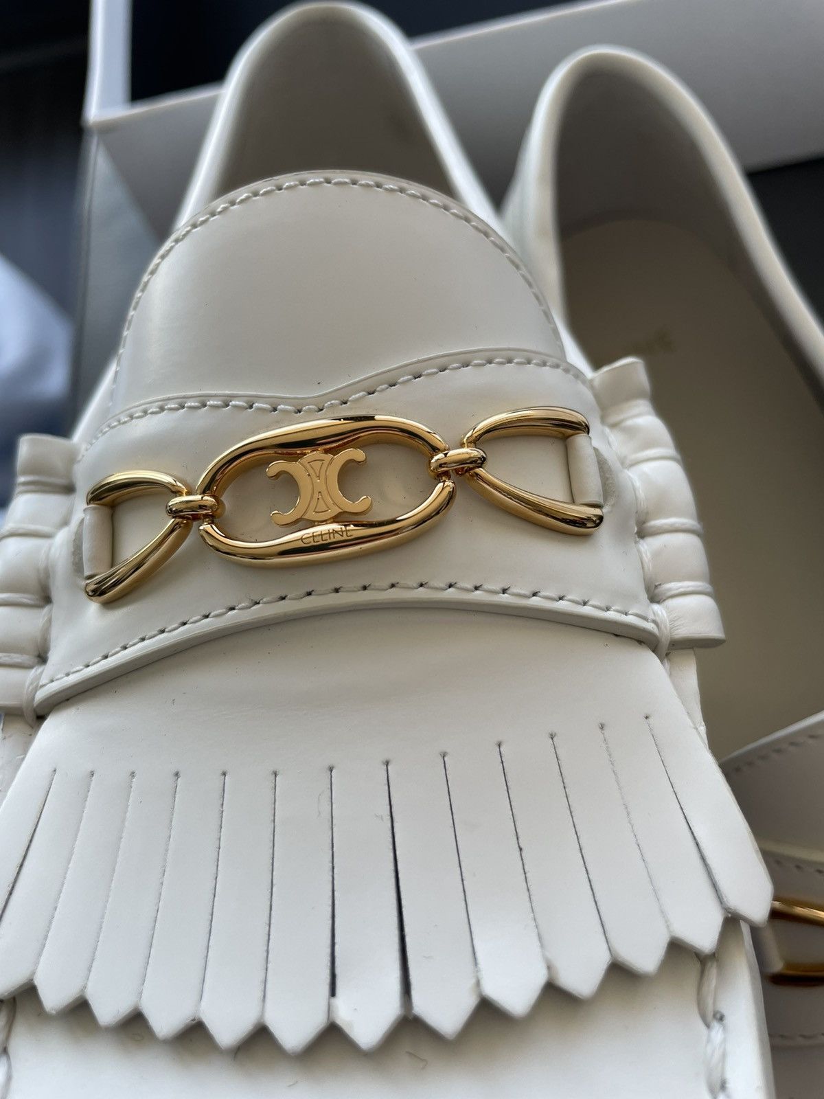 Celine × Hedi Slimane Rare Limited Hedi Slimane Triomphe Leather Logo Loafer Shoes Size US 7 / EU 40 - 11 Thumbnail