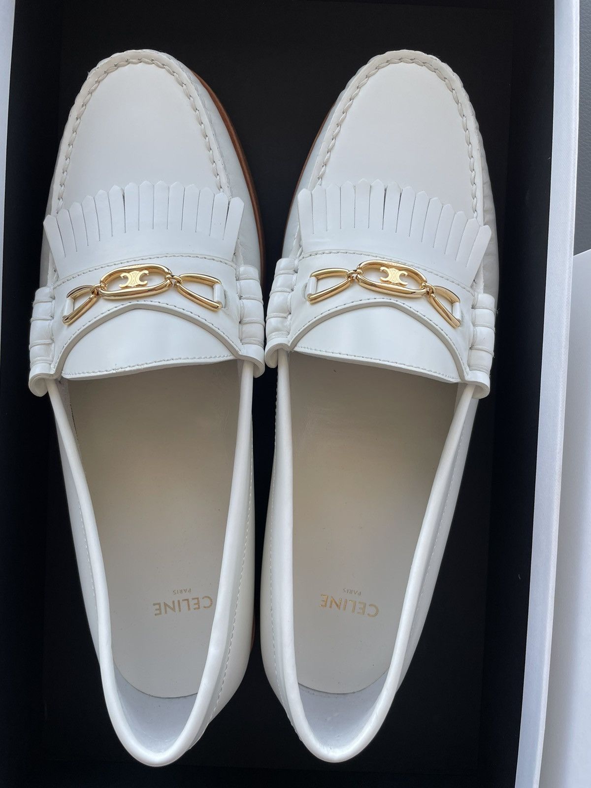 Celine × Hedi Slimane Rare Limited Hedi Slimane Triomphe Leather Logo Loafer Shoes Size US 7 / EU 40 - 2 Thumbnail