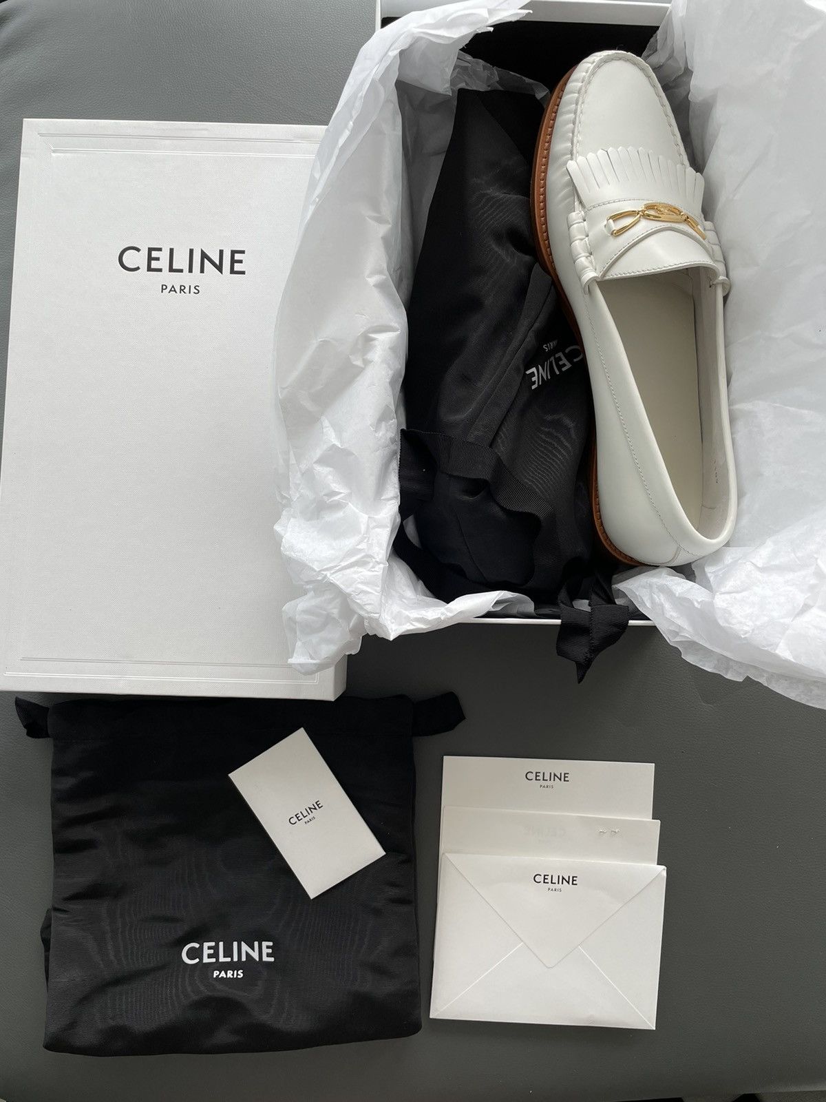 Celine × Hedi Slimane Rare Limited Hedi Slimane Triomphe Leather Logo Loafer Shoes Size US 7 / EU 40 - 19 Thumbnail