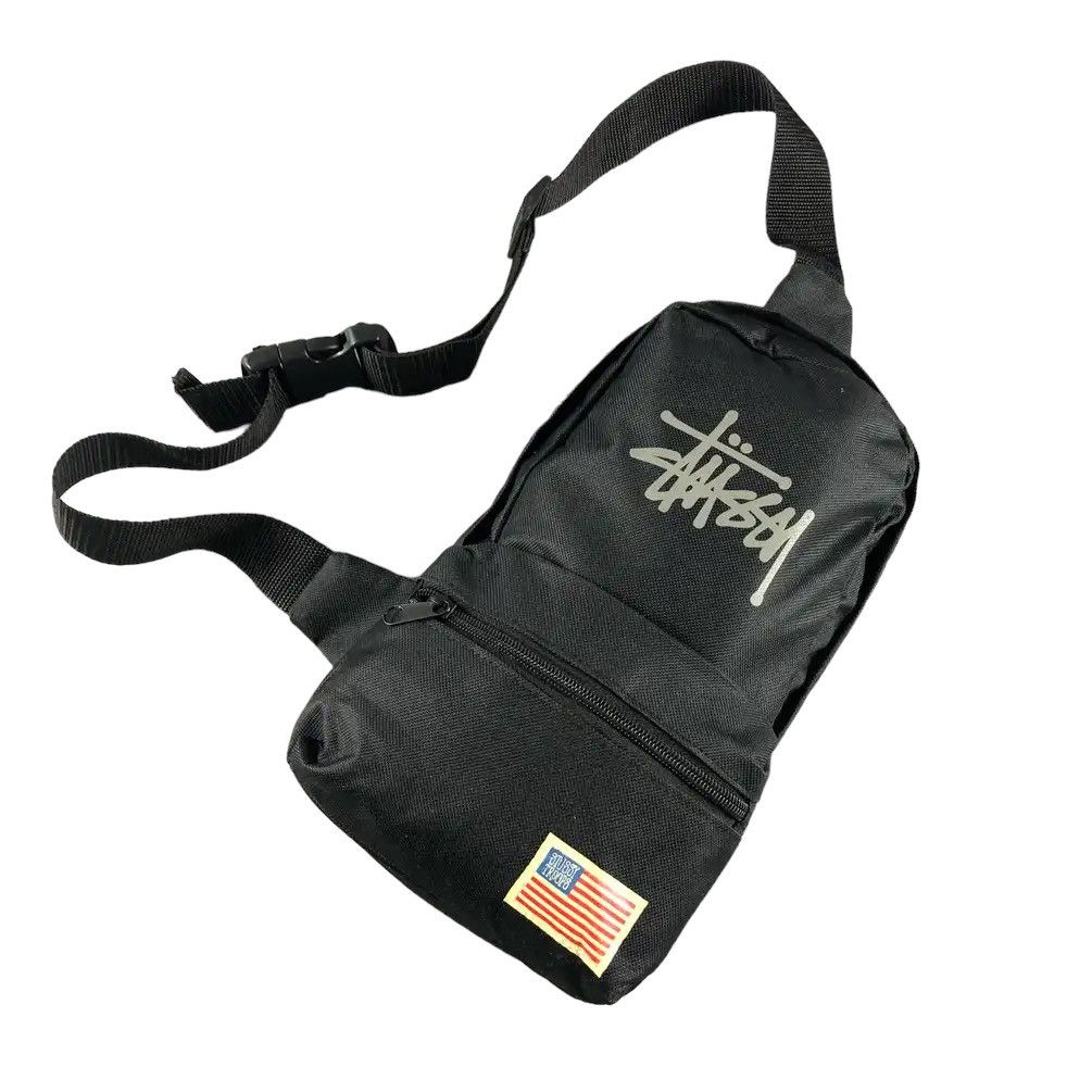 image of Authentic Stussy Magazine Troops Crossbody Sling Bag in Black, Men's