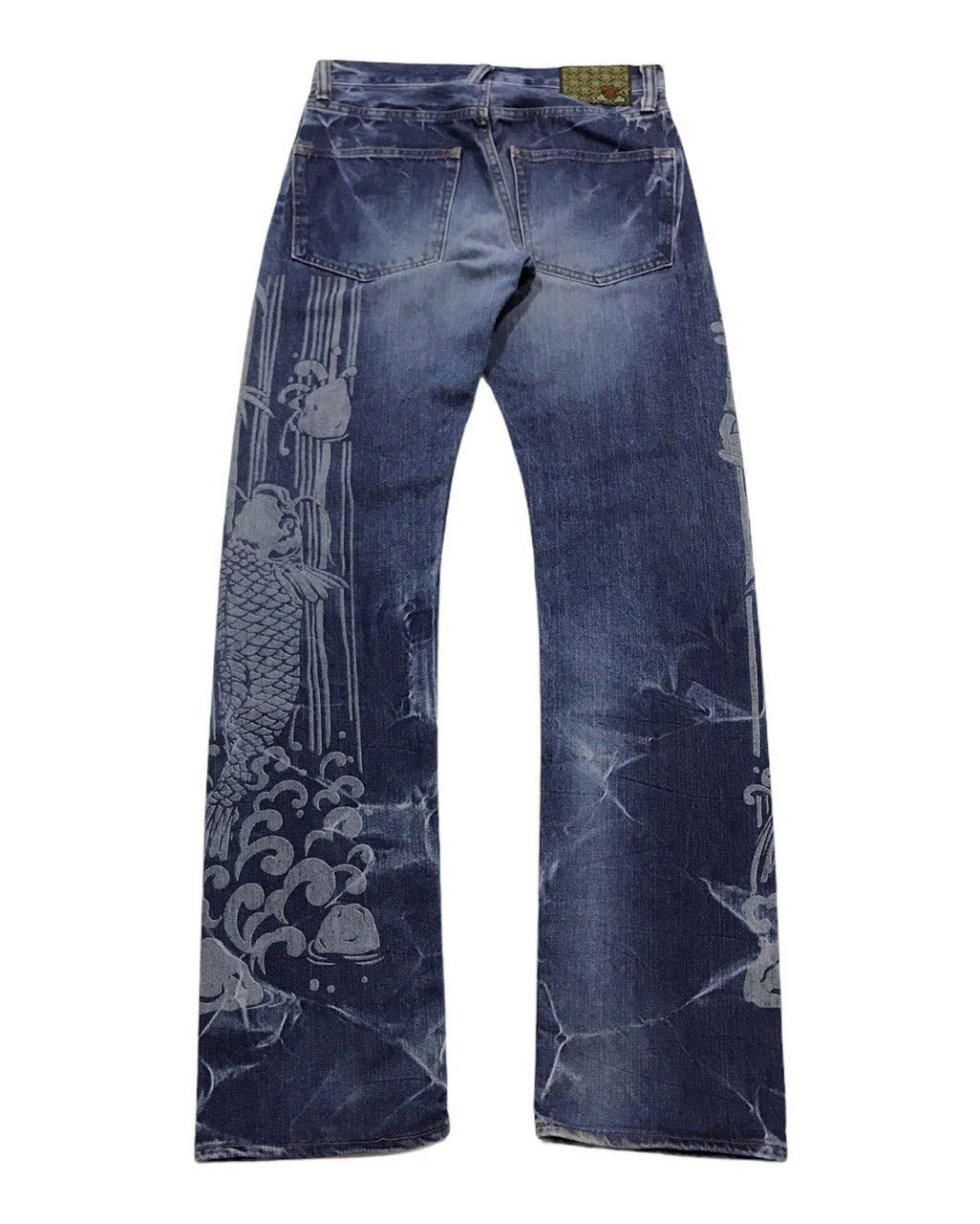 image of Eternal Japanese Motif Koi Fish Denim in Blue Jean, Men's (Size 30)