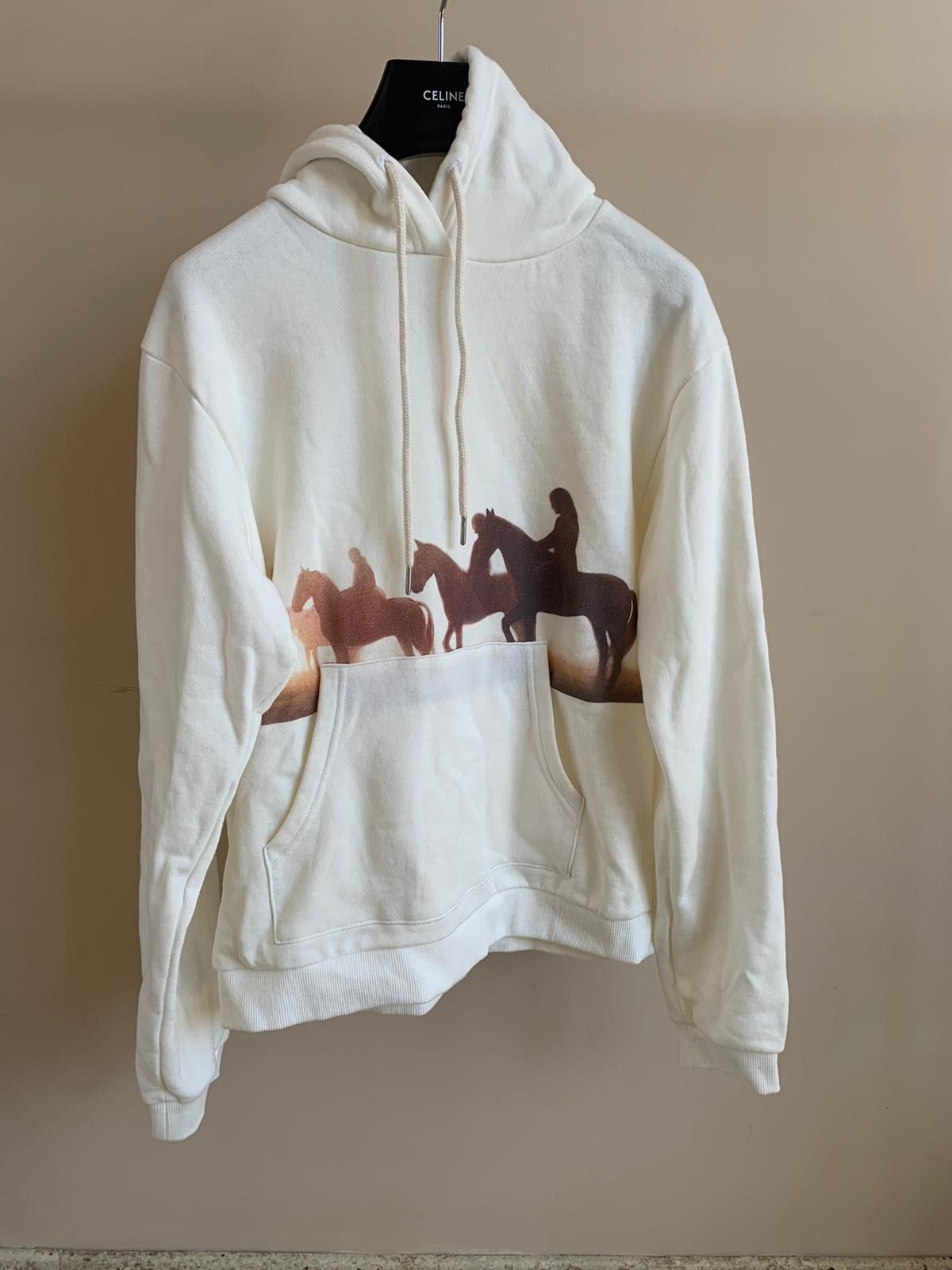 Pre-owned John Elliott Horse Print Hoodie In Ivory