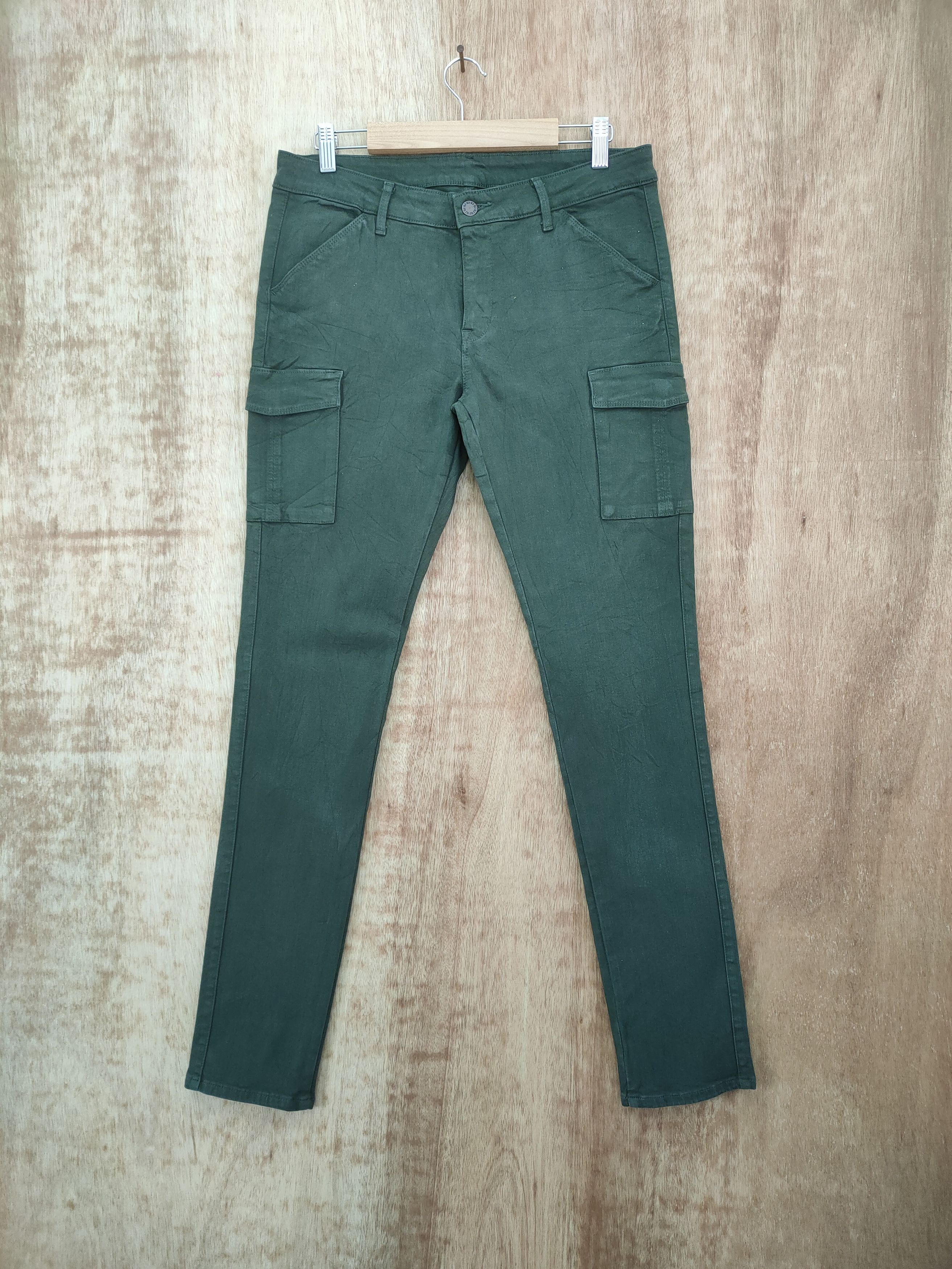 Japanese Brand × Vintage JAPANESE BRAND GREEN SKINNY CARGO PANTS Size US 29 - 1 Thumbnail