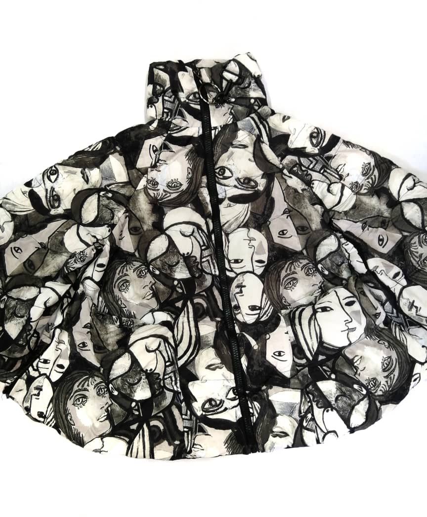 Art Comes First Rare🔥 Over Printed Design Puffer Zipper Jacket Size S / US 4 / IT 40 - 4 Thumbnail