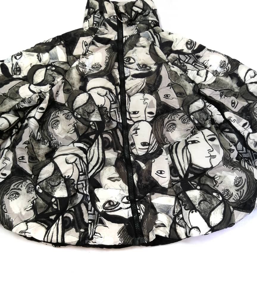 Art Comes First Rare🔥 Over Printed Design Puffer Zipper Jacket Size S / US 4 / IT 40 - 2 Thumbnail