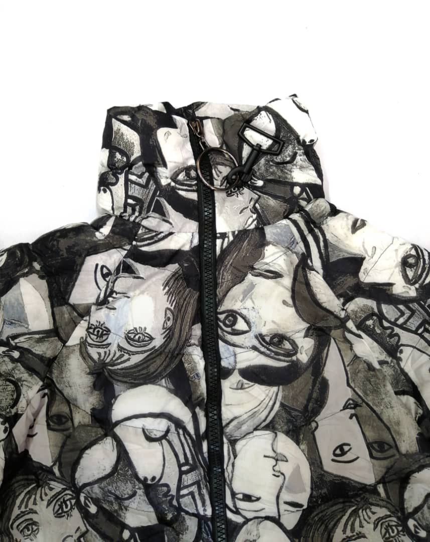 Art Comes First Rare🔥 Over Printed Design Puffer Zipper Jacket Size S / US 4 / IT 40 - 6 Thumbnail