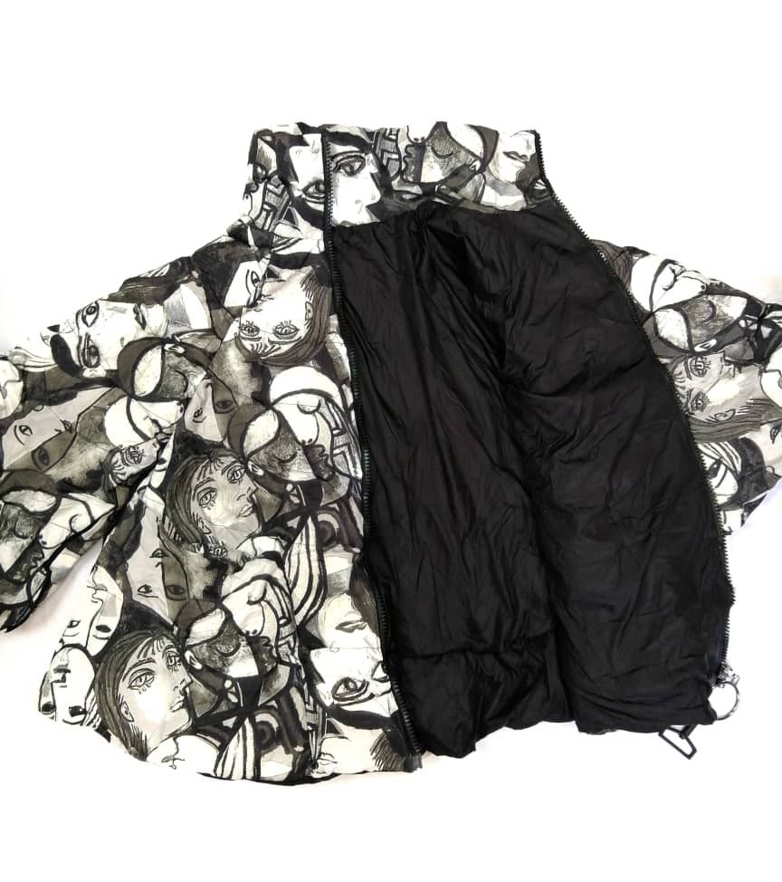 Art Comes First Rare🔥 Over Printed Design Puffer Zipper Jacket Size S / US 4 / IT 40 - 7 Thumbnail
