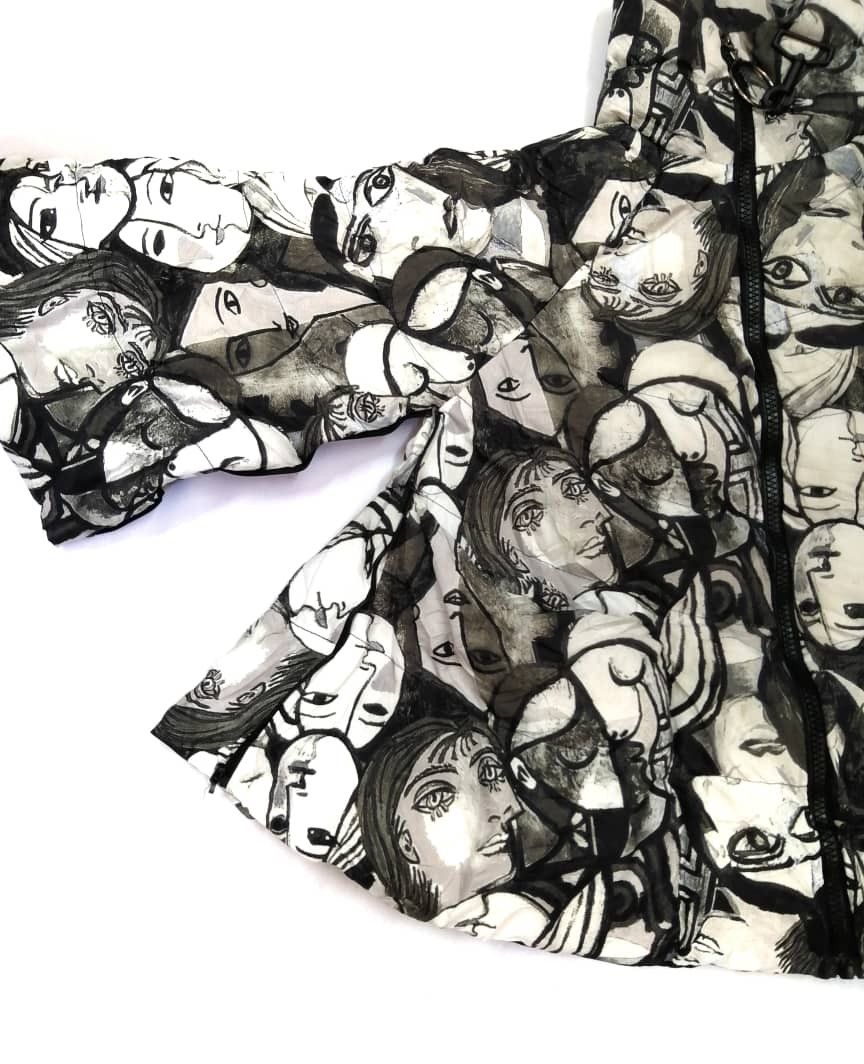 Art Comes First Rare🔥 Over Printed Design Puffer Zipper Jacket Size S / US 4 / IT 40 - 5 Thumbnail