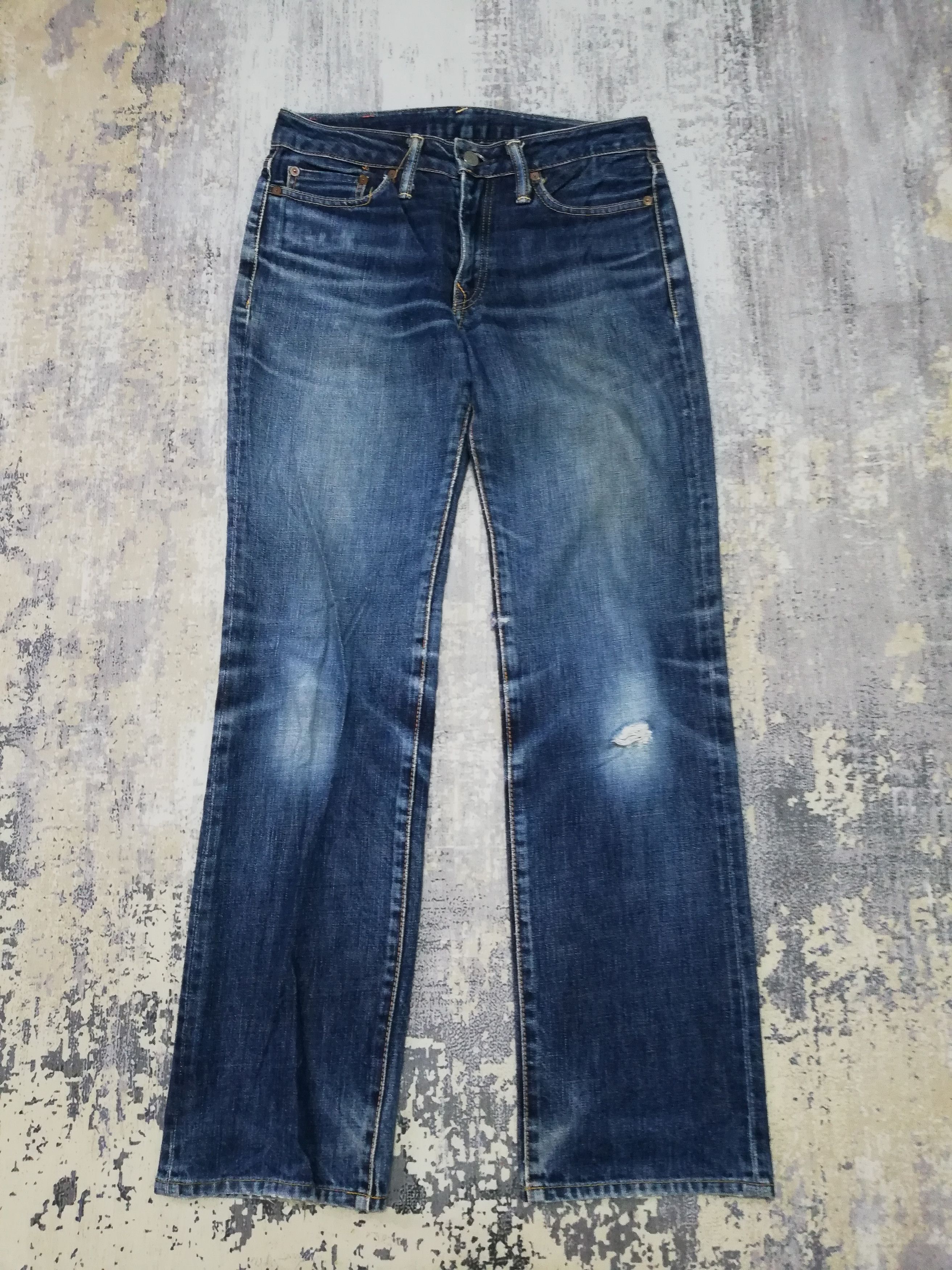 image of 45Rpm x Distressed Denim Vintage 45 Rpm Indigo Distressed Denim 29X30 in Indigo Blue