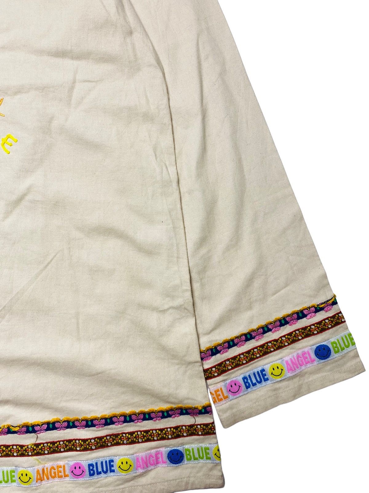 Angel Blue 1990s Angel Blue - Lovely Smile Linen Top Longsleeve Size M / US 6-8 / IT 42-44 - 5 Thumbnail