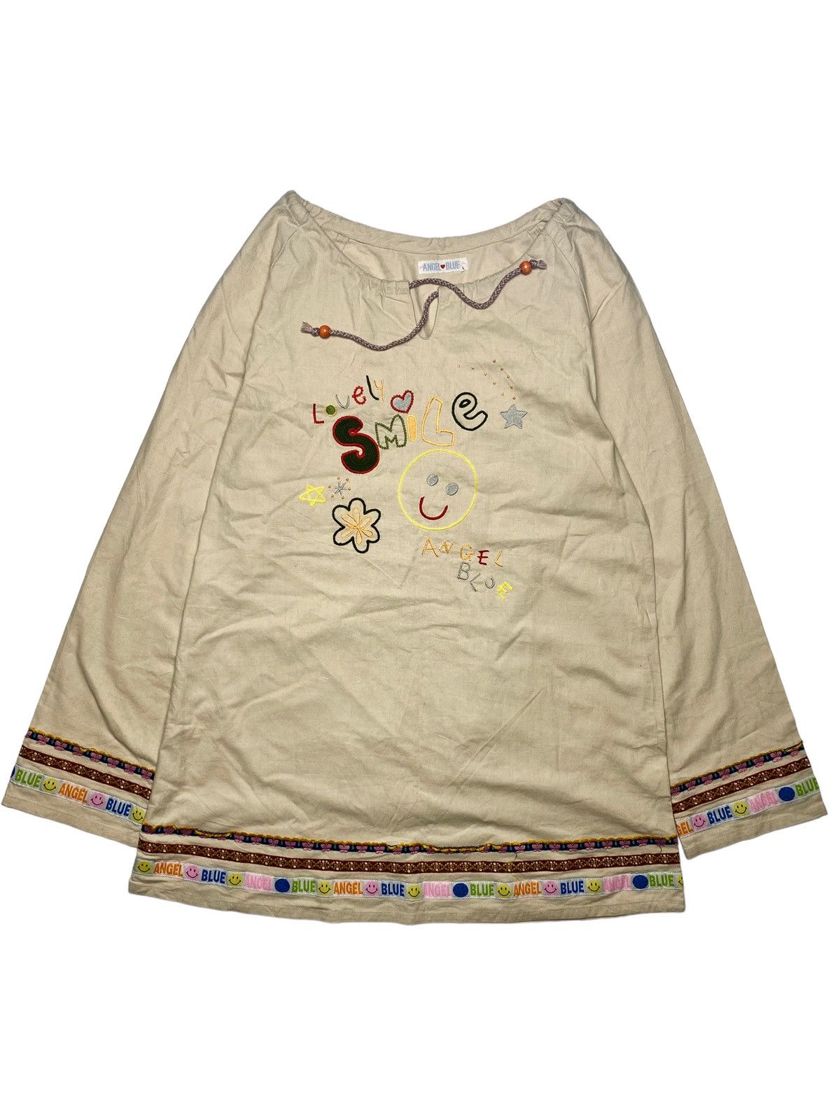 Angel Blue 1990s Angel Blue - Lovely Smile Linen Top Longsleeve Size M / US 6-8 / IT 42-44 - 1 Thumbnail