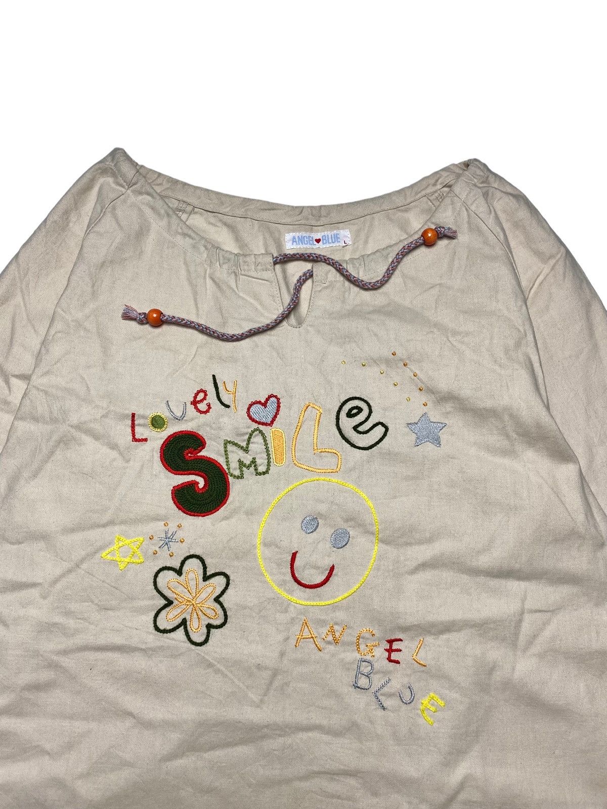Angel Blue 1990s Angel Blue - Lovely Smile Linen Top Longsleeve Size M / US 6-8 / IT 42-44 - 4 Thumbnail