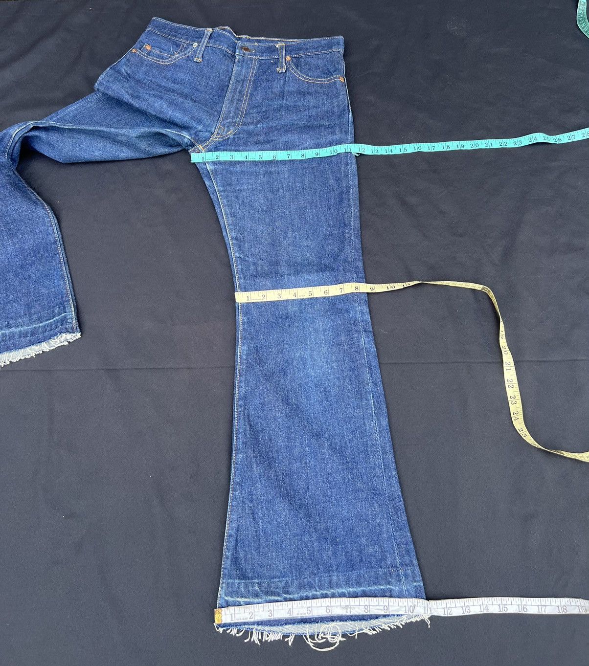 Vintage Super Flare Vintage 70s BISON Japan Fade Denim Jeans Size US 31 - 3 Thumbnail