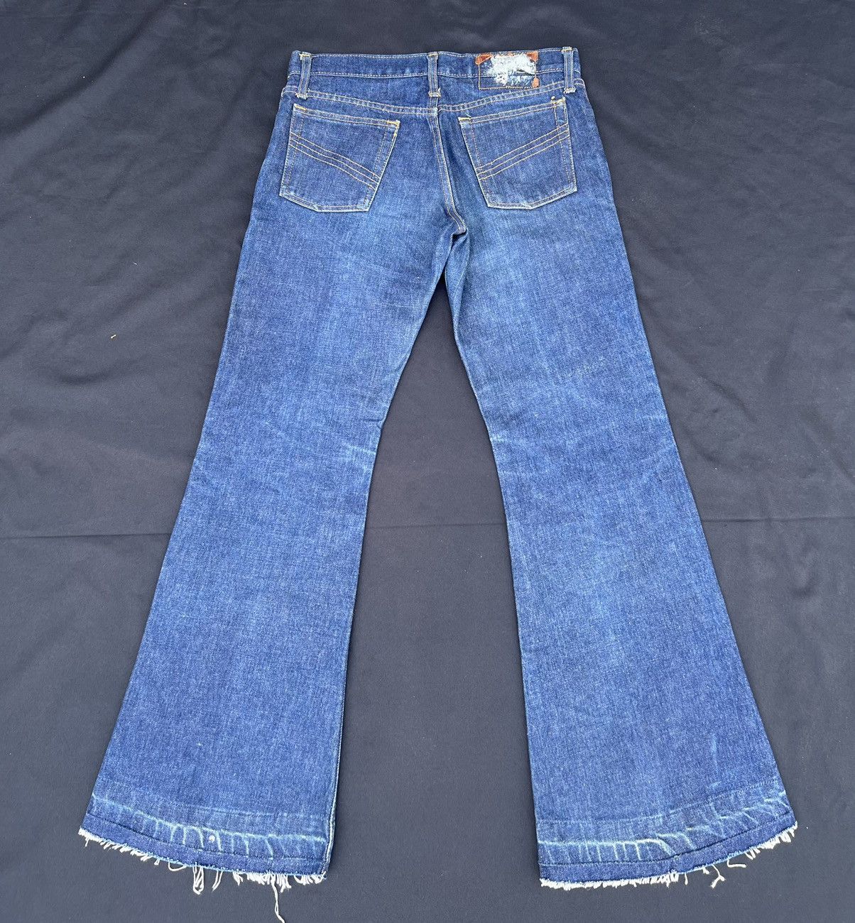 Vintage Super Flare Vintage 70s BISON Japan Fade Denim Jeans Size US 31 - 5 Thumbnail