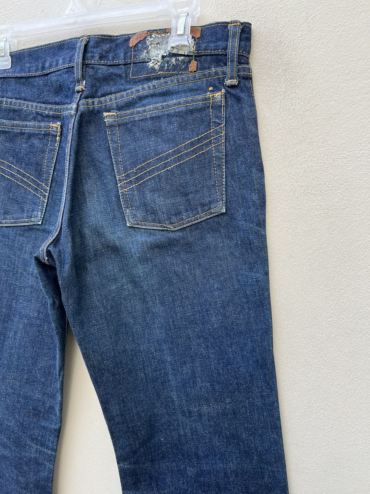 Vintage Super Flare Vintage 70s BISON Japan Fade Denim Jeans Size US 31 - 17 Thumbnail