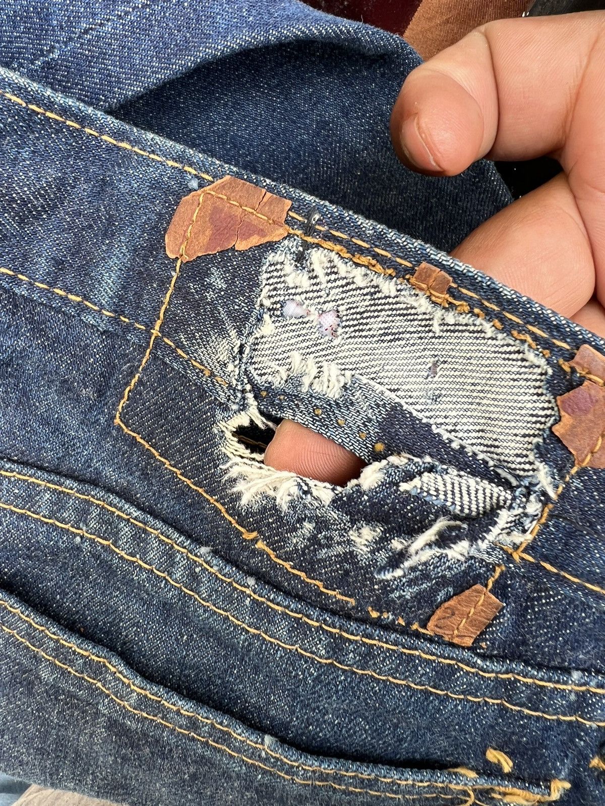 Vintage Super Flare Vintage 70s BISON Japan Fade Denim Jeans Size US 31 - 19 Thumbnail