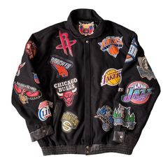 NBA Full Court Denim Varsity Jacket - Medium Wash