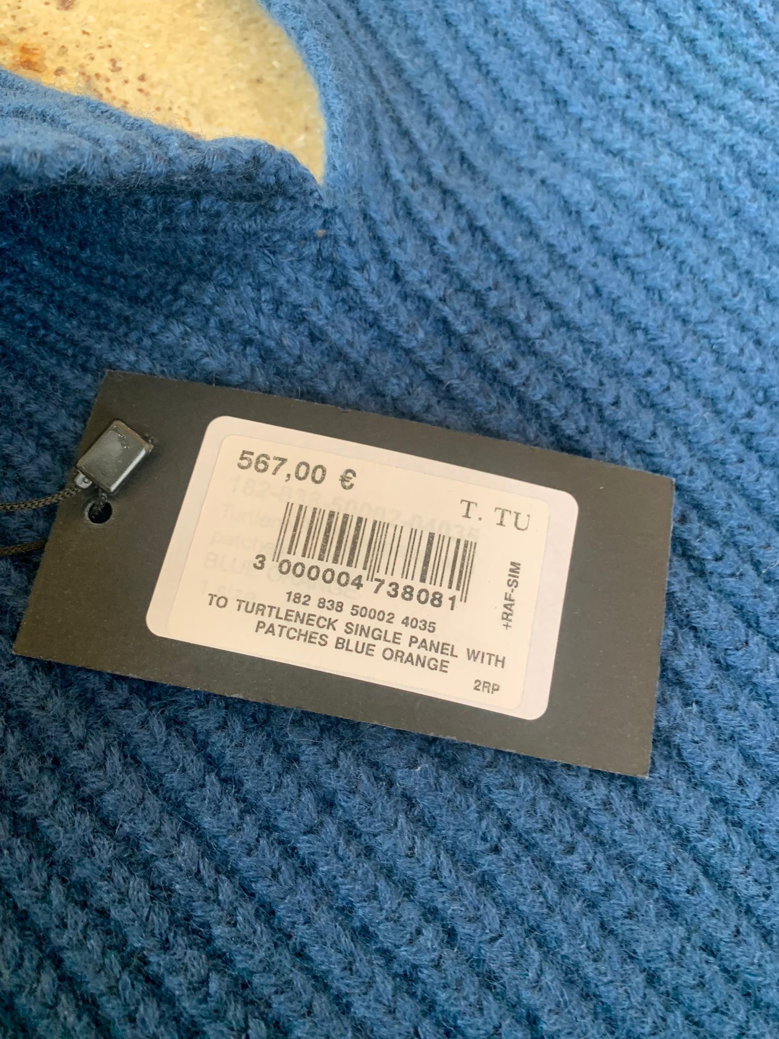 Raf Simons TO Turtleneck Single Panel With Patches in Blue Orange Size ONE SIZE - 10 Thumbnail
