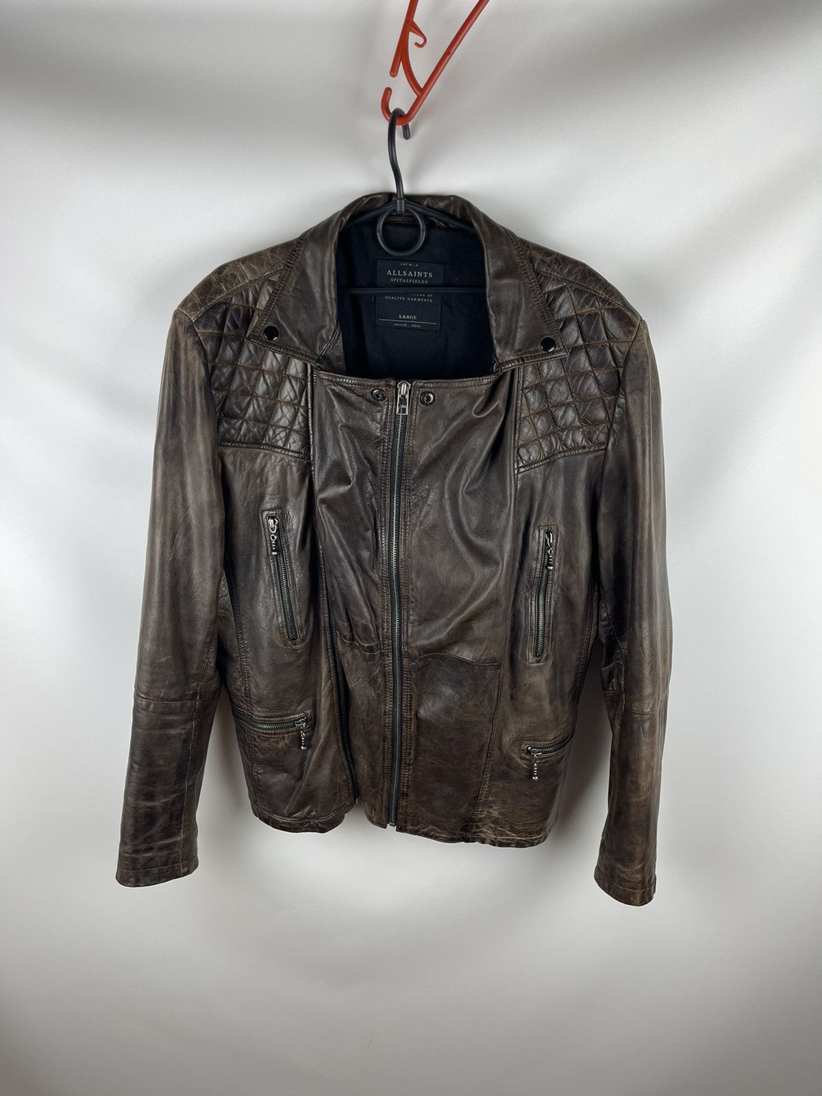 Allsaints Allsaints Drought bike jacket lamb leather brown oxblood Size US L / EU 52-54 / 3 - 10 Thumbnail