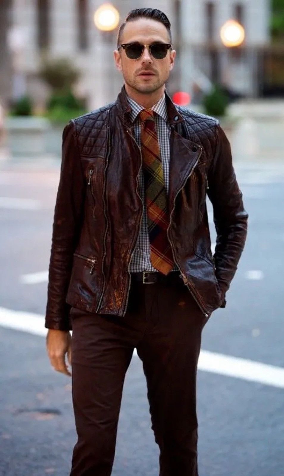 Allsaints Allsaints Drought bike jacket lamb leather brown oxblood Size US L / EU 52-54 / 3 - 16 Thumbnail