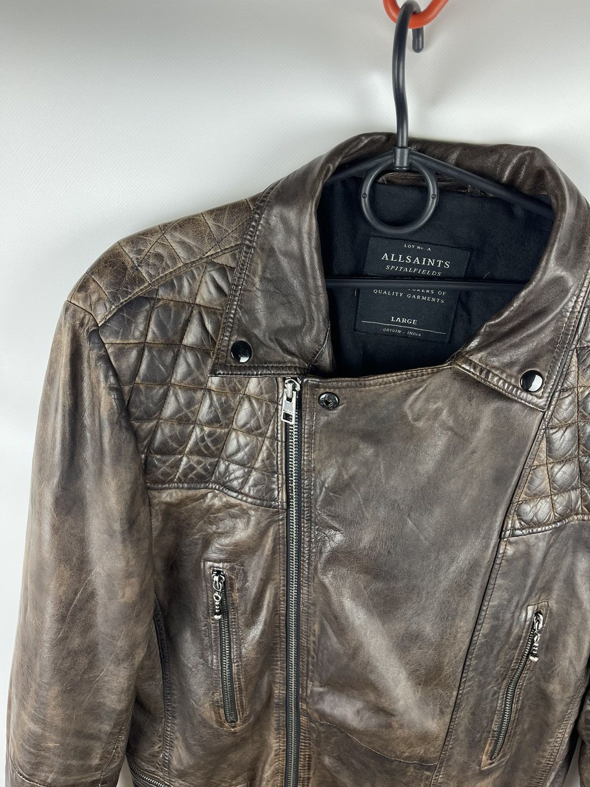 Allsaints Allsaints Drought bike jacket lamb leather brown oxblood Size US L / EU 52-54 / 3 - 6 Thumbnail