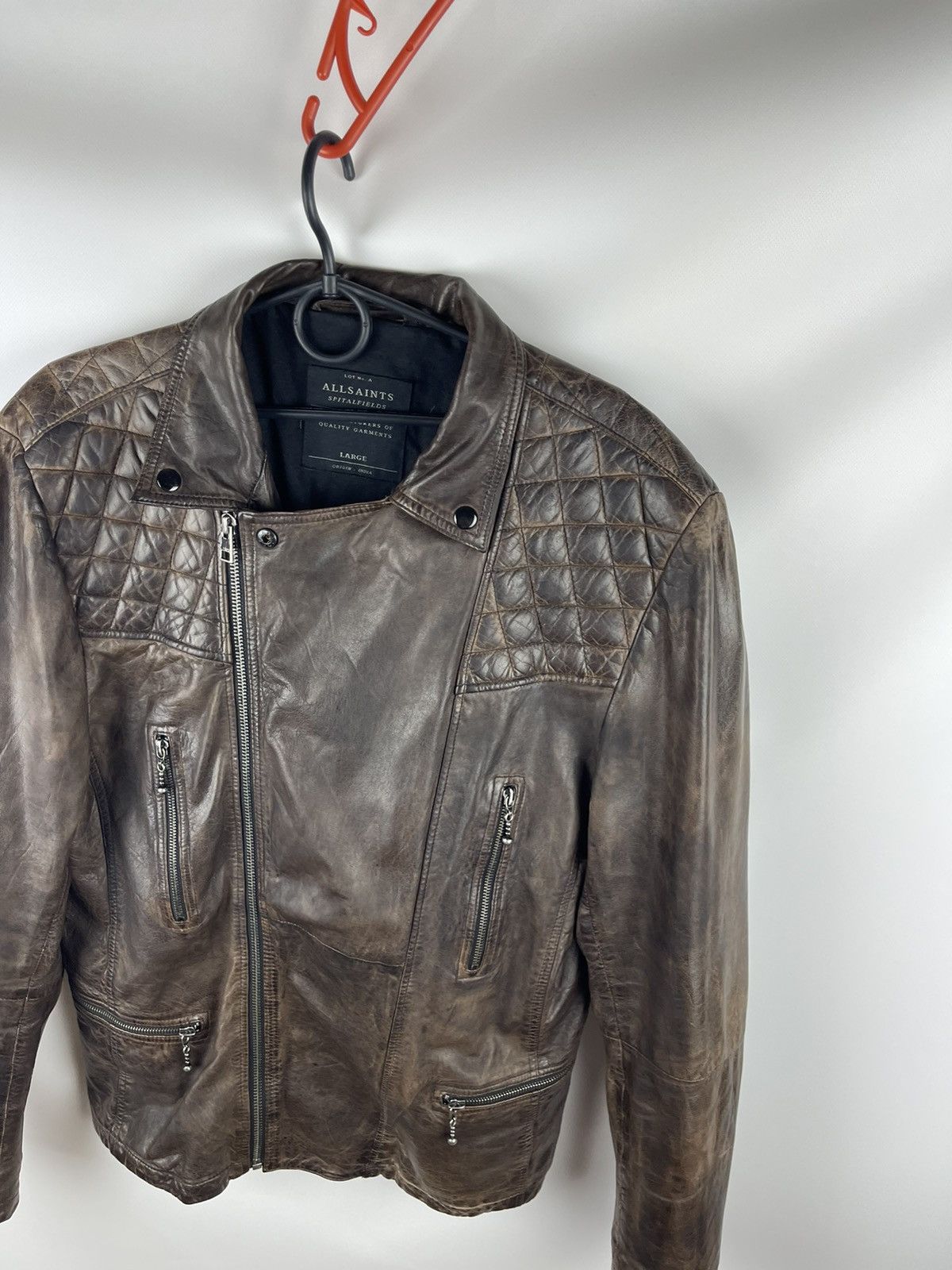 Allsaints Allsaints Drought bike jacket lamb leather brown oxblood Size US L / EU 52-54 / 3 - 4 Thumbnail