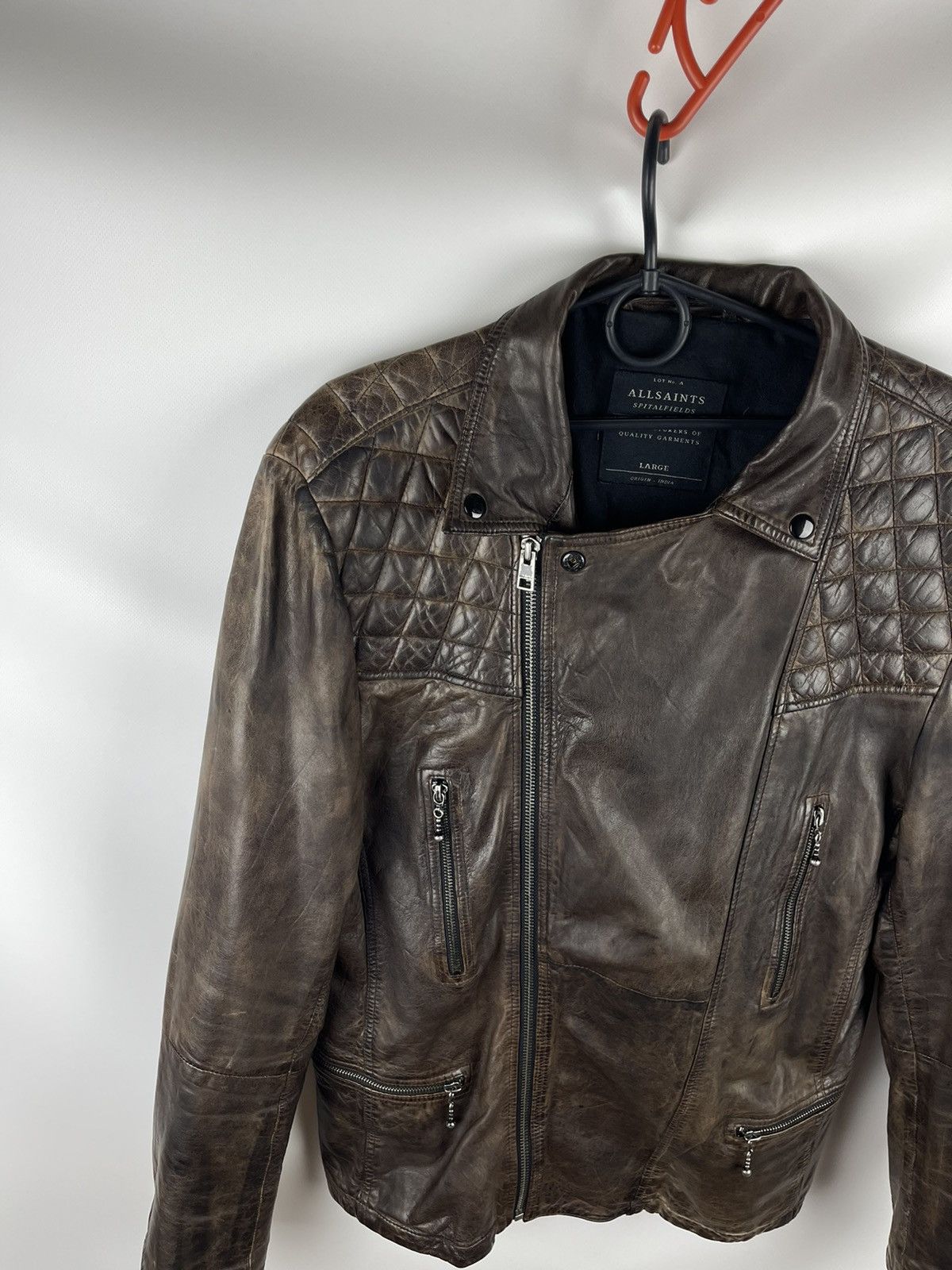 Allsaints Allsaints Drought bike jacket lamb leather brown oxblood Size US L / EU 52-54 / 3 - 2 Thumbnail
