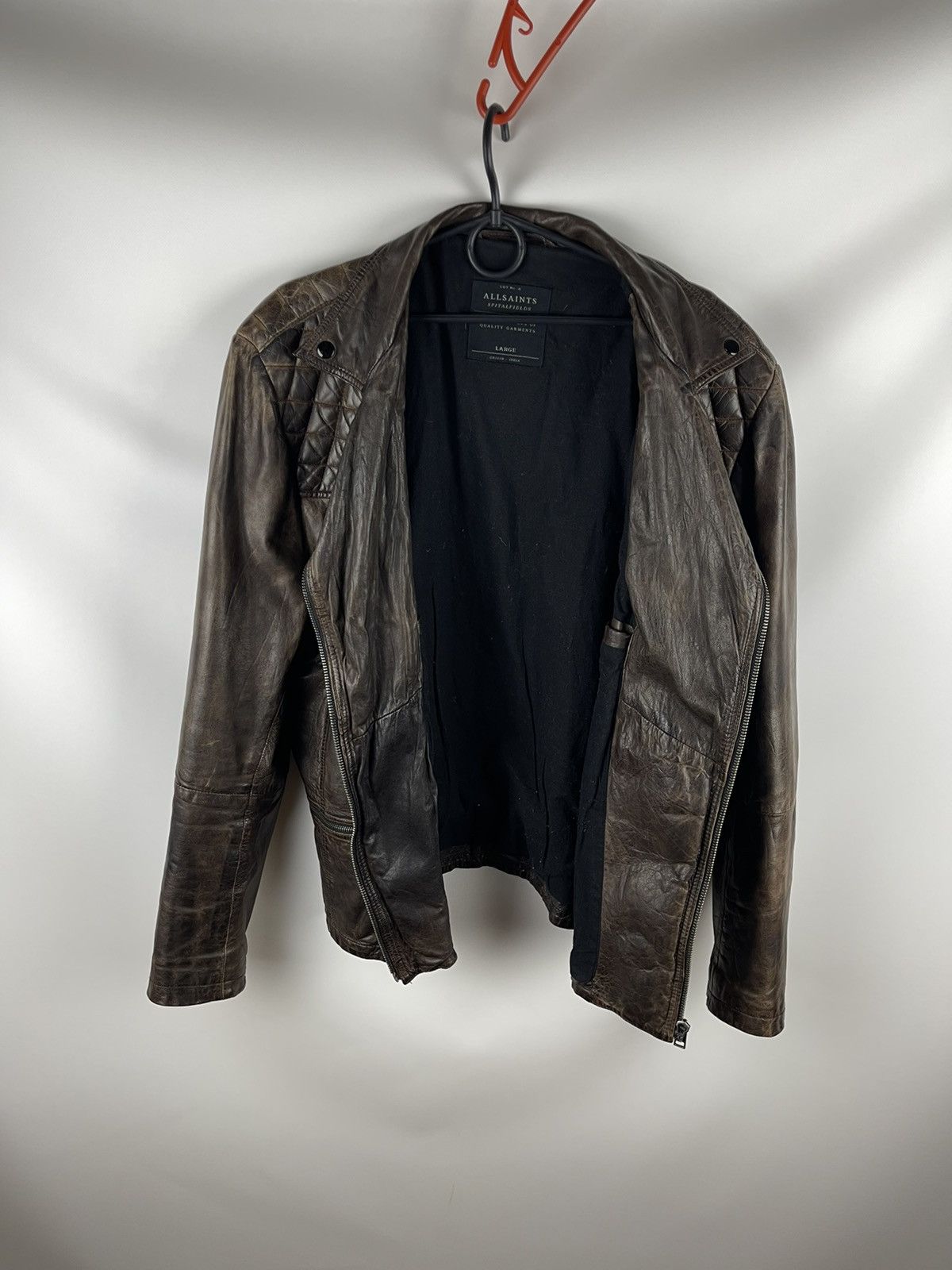 Allsaints Allsaints Drought bike jacket lamb leather brown oxblood Size US L / EU 52-54 / 3 - 8 Thumbnail
