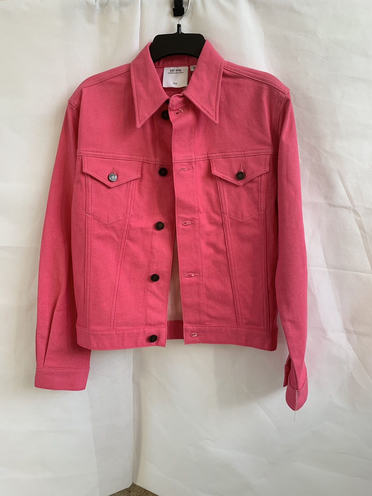 image of Calvin Klein Trucker Denim Jacket In Pink, Men's (Size XS)