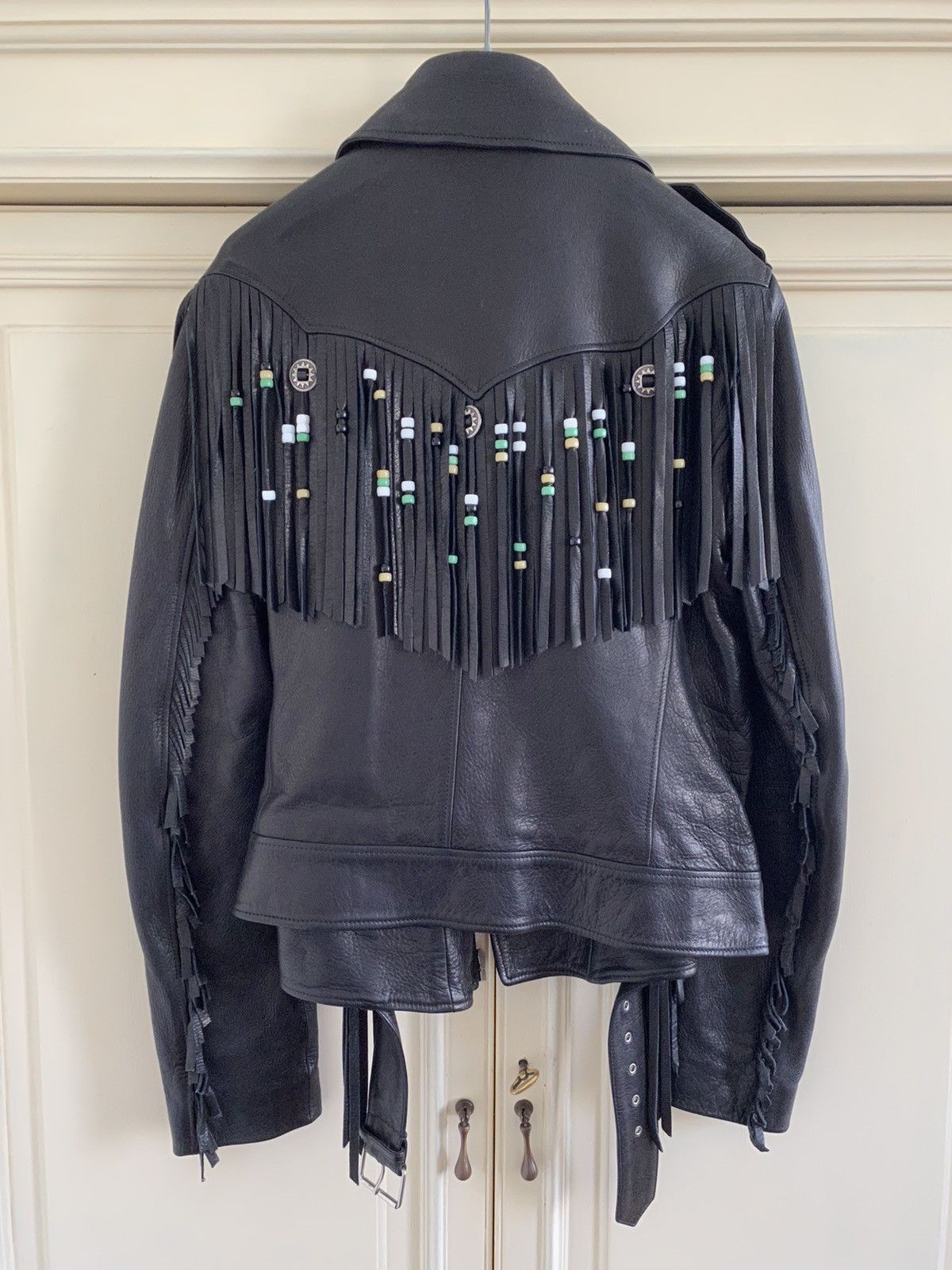 image of Gucci 5700$ Fringe Studded Leather Jacket 46 Xs S in Black, Men's