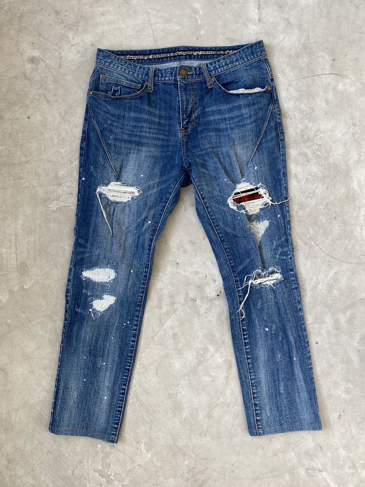 image of Number N Ine Number (N)Ine Repaired Blue Denims, Men's (Size 31)