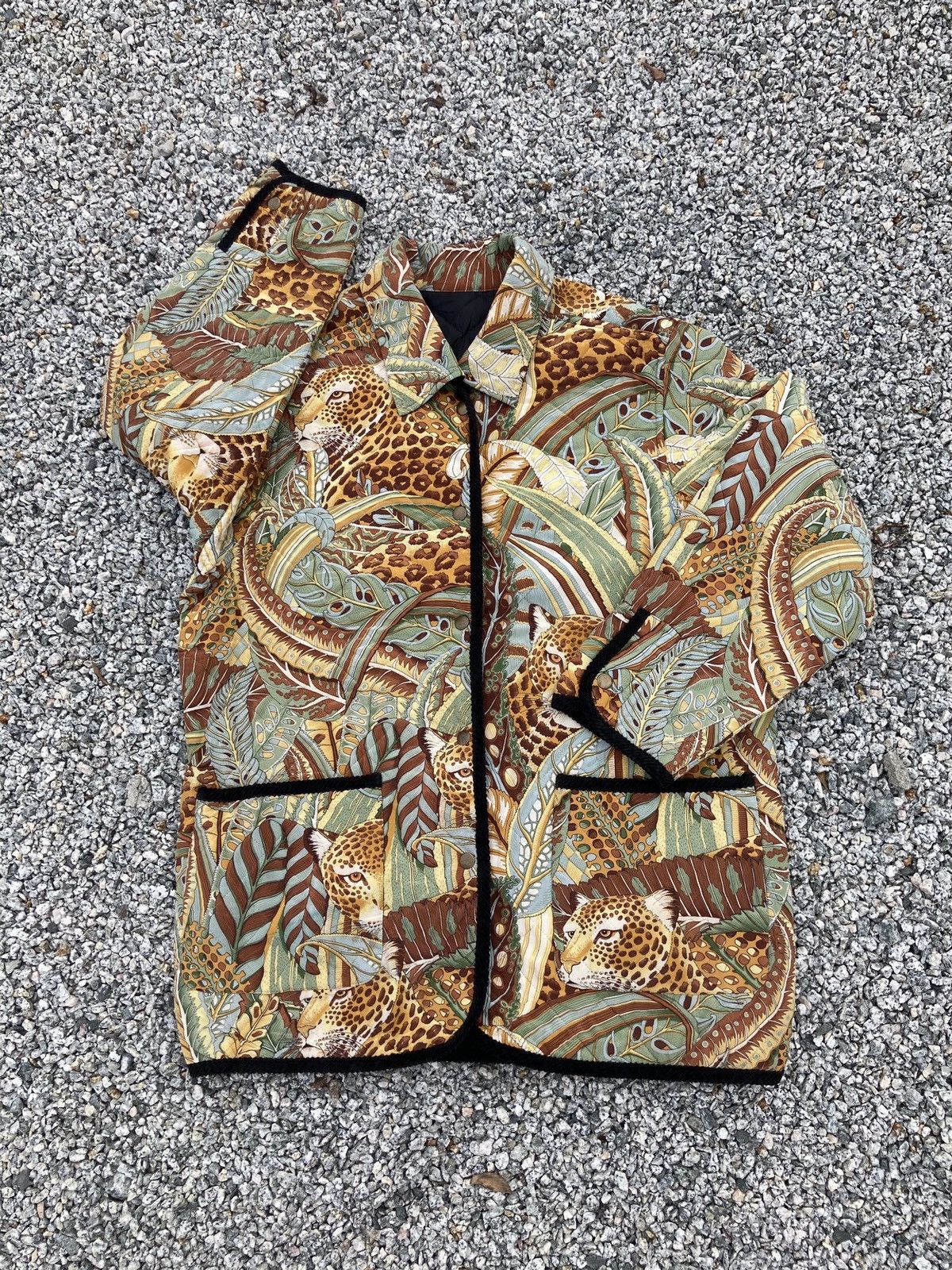 image of Reversible Leopard Motif Quilted Jacket in Fullprint, Men's (Size Large)